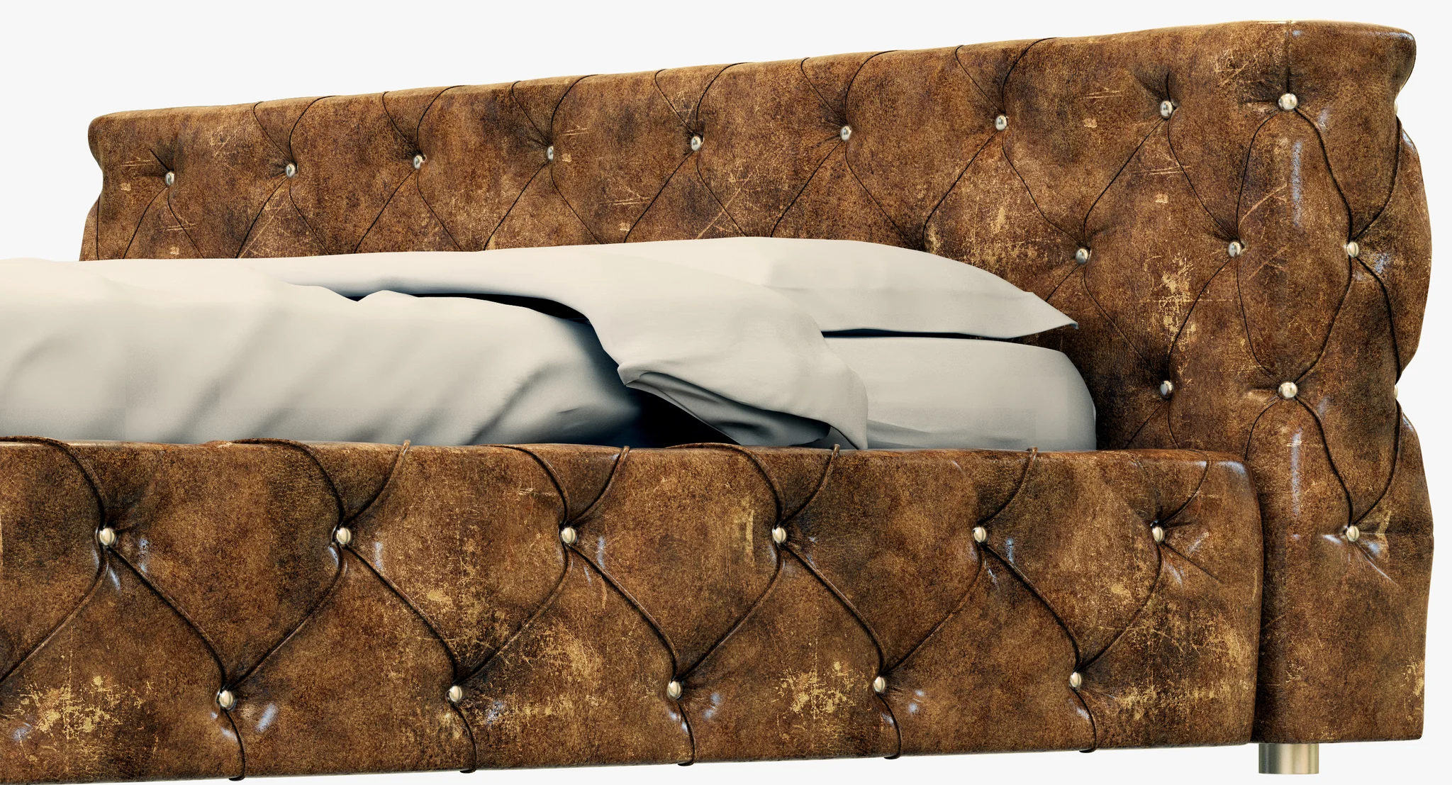 Restoration Hardware Soho Tufted Leather Platform Bed — 3D model preview 6