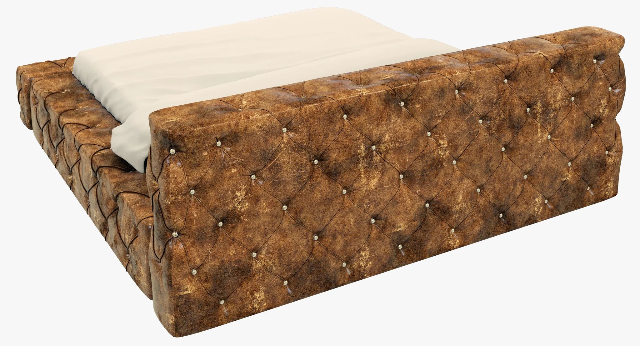 Restoration Hardware Soho Tufted Leather Platform Bed — 3D model preview 7