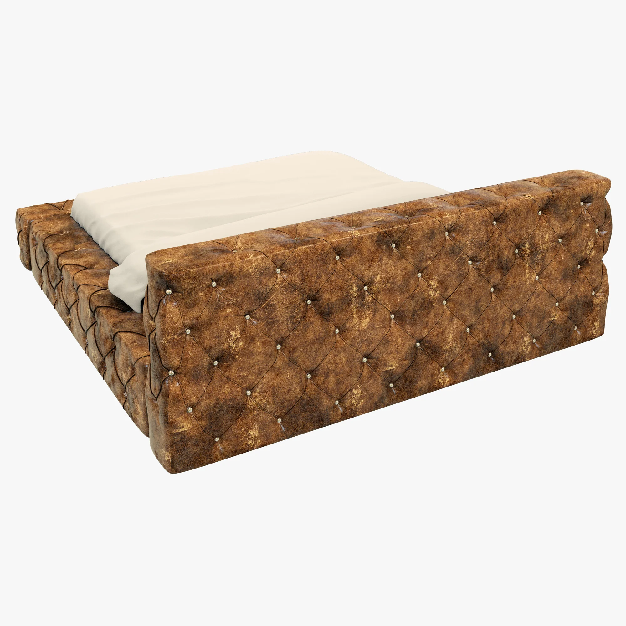 Restoration Hardware Soho Tufted Leather Platform Bed — 3D model preview 8