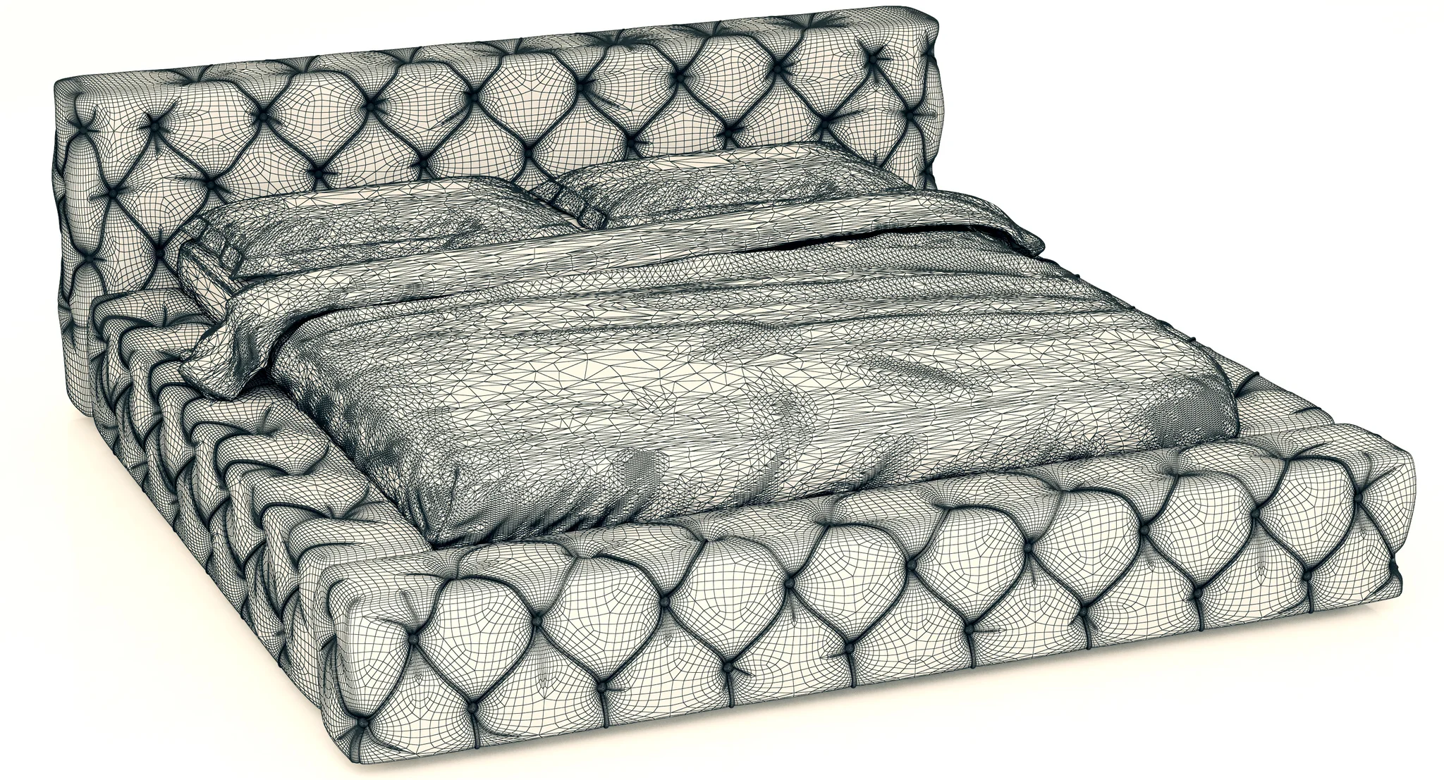 Restoration Hardware Soho Tufted Leather Platform Bed — 3D model preview 9