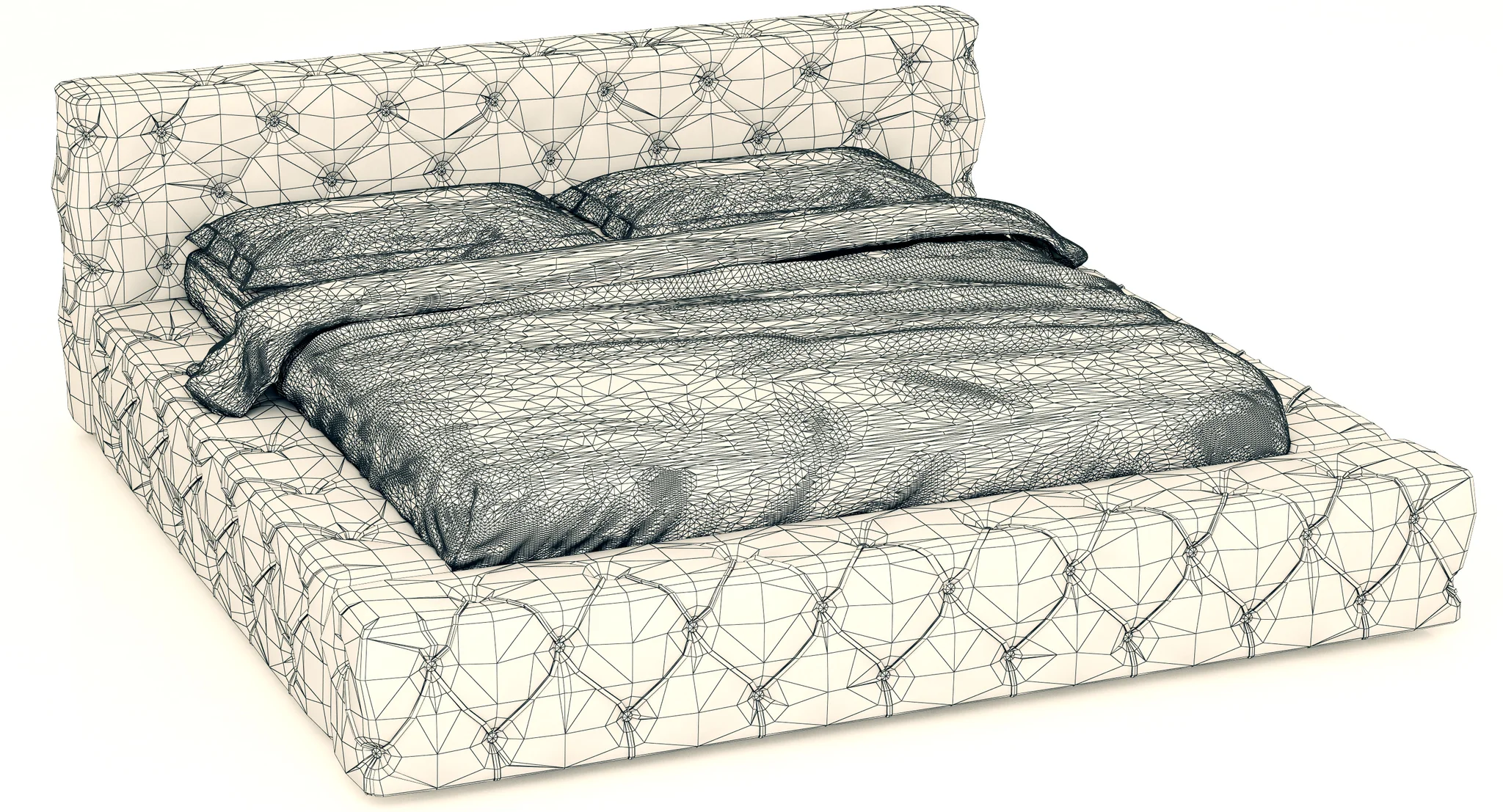 Restoration Hardware Soho Tufted Leather Platform Bed — 3D model preview 10