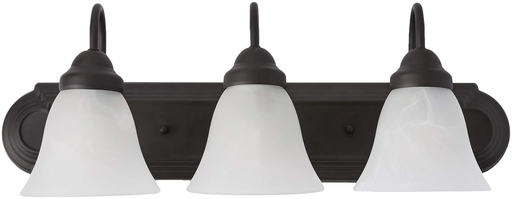 Classic 3-Light Vanity Bar Oil-Rubbed Bronze with Alabaster Glass Shades