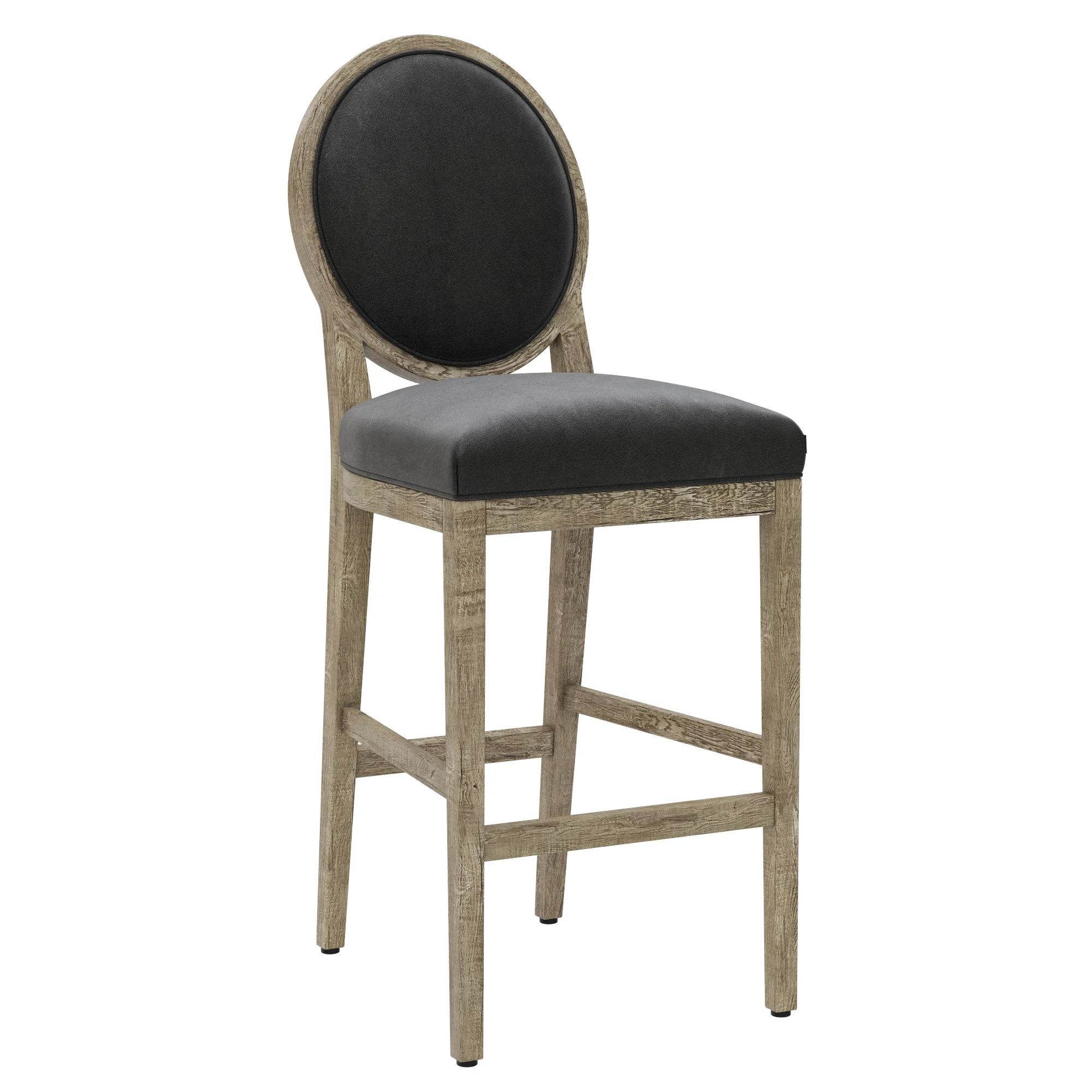 Restoration Hardware French Contemporary Round Leather Stool — 3D model preview 1