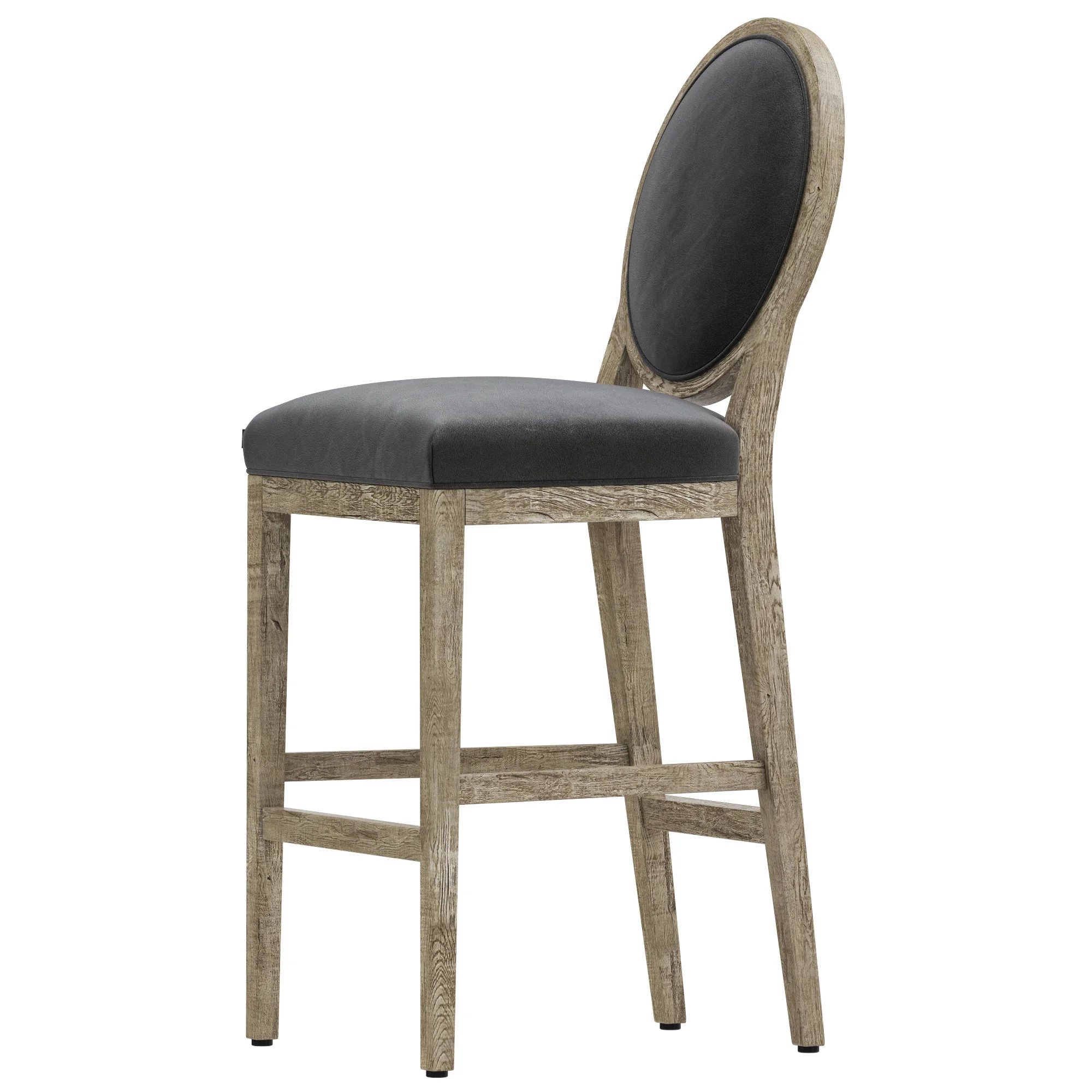 Restoration Hardware French Contemporary Round Leather Stool — 3D model preview 3
