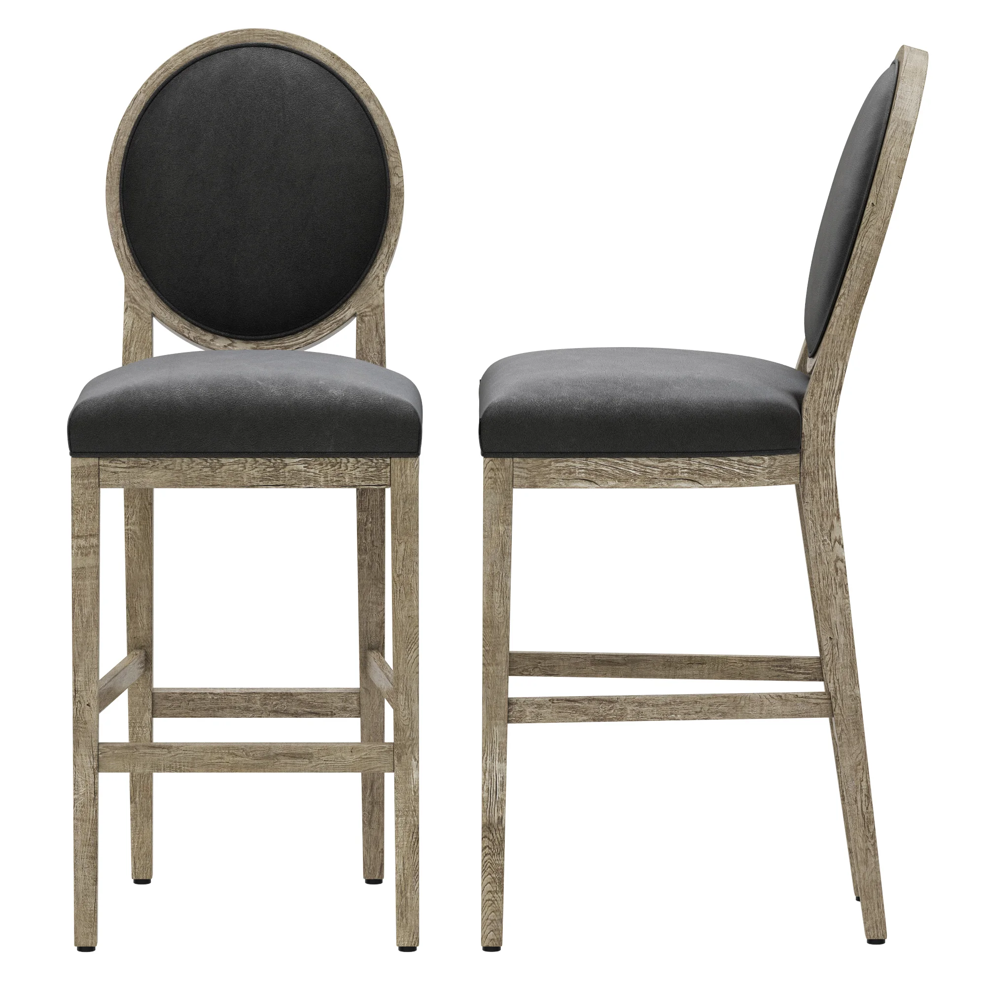 Restoration Hardware French Contemporary Round Leather Stool — 3D model preview 7