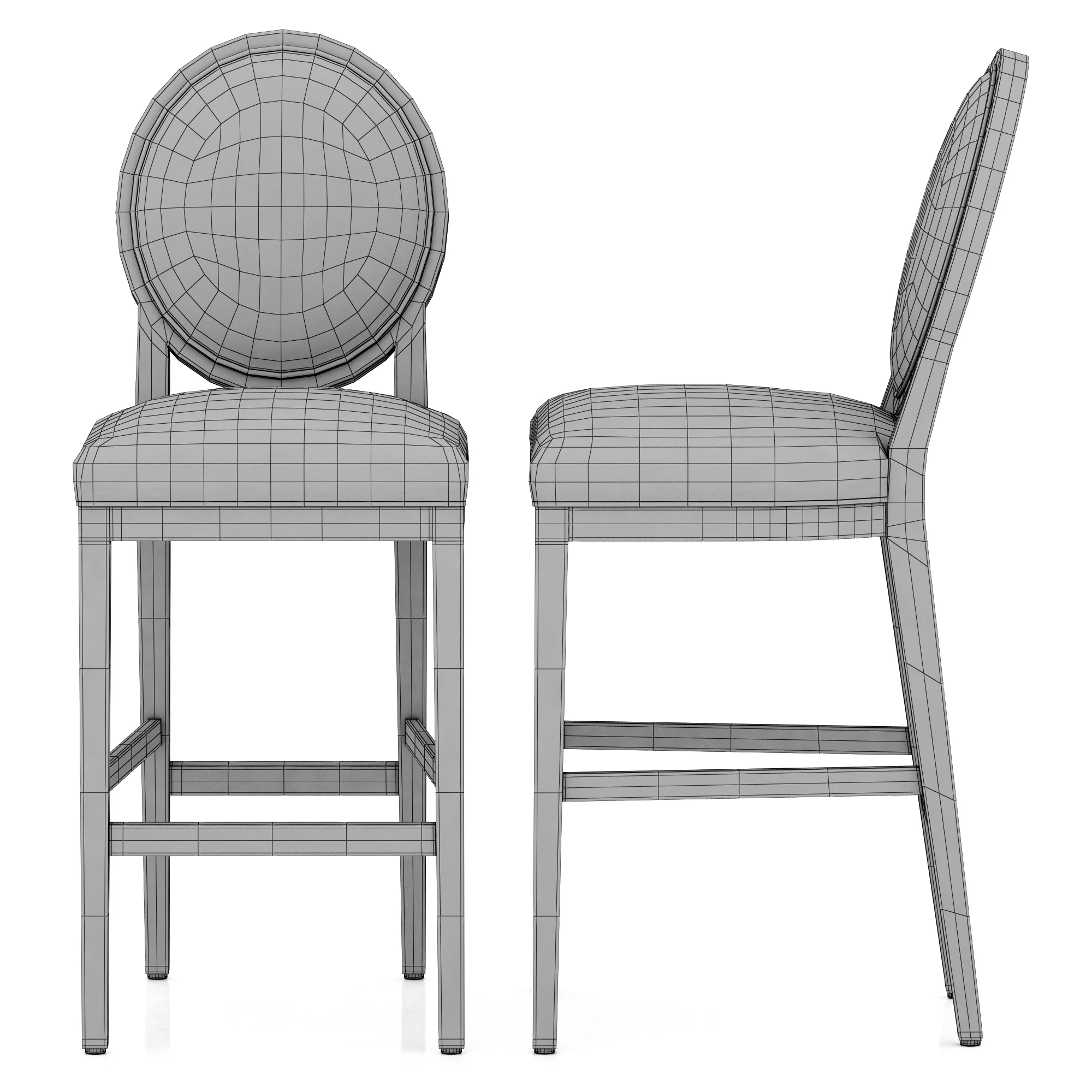 Restoration Hardware French Contemporary Round Leather Stool — 3D model preview 8