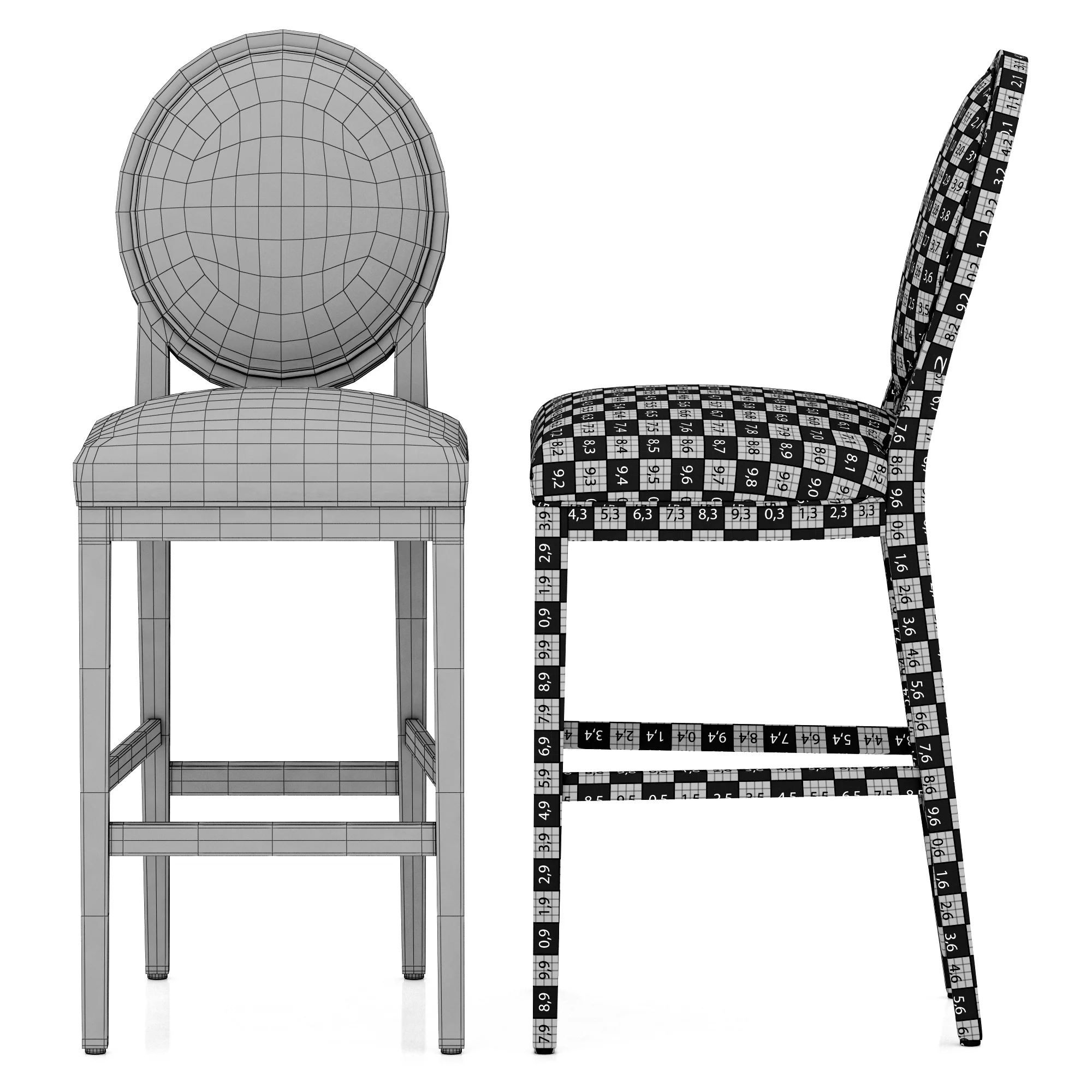 Restoration Hardware French Contemporary Round Leather Stool — 3D model preview 10