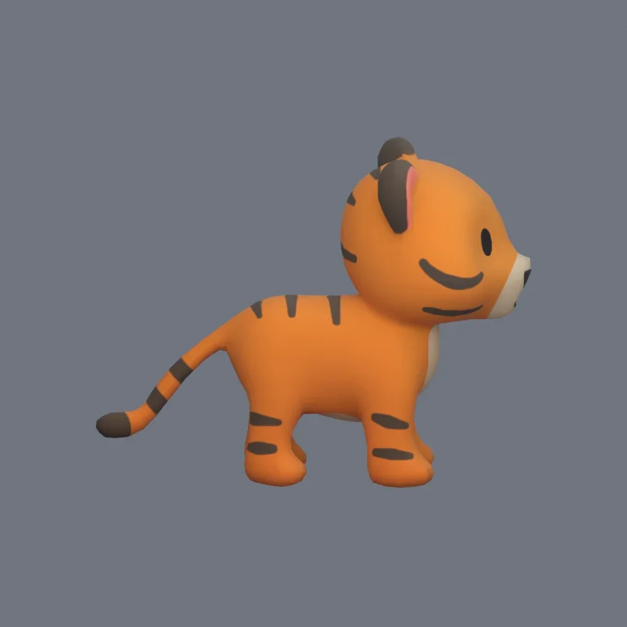 Stylized Animal Tiger, 3D model preview 5