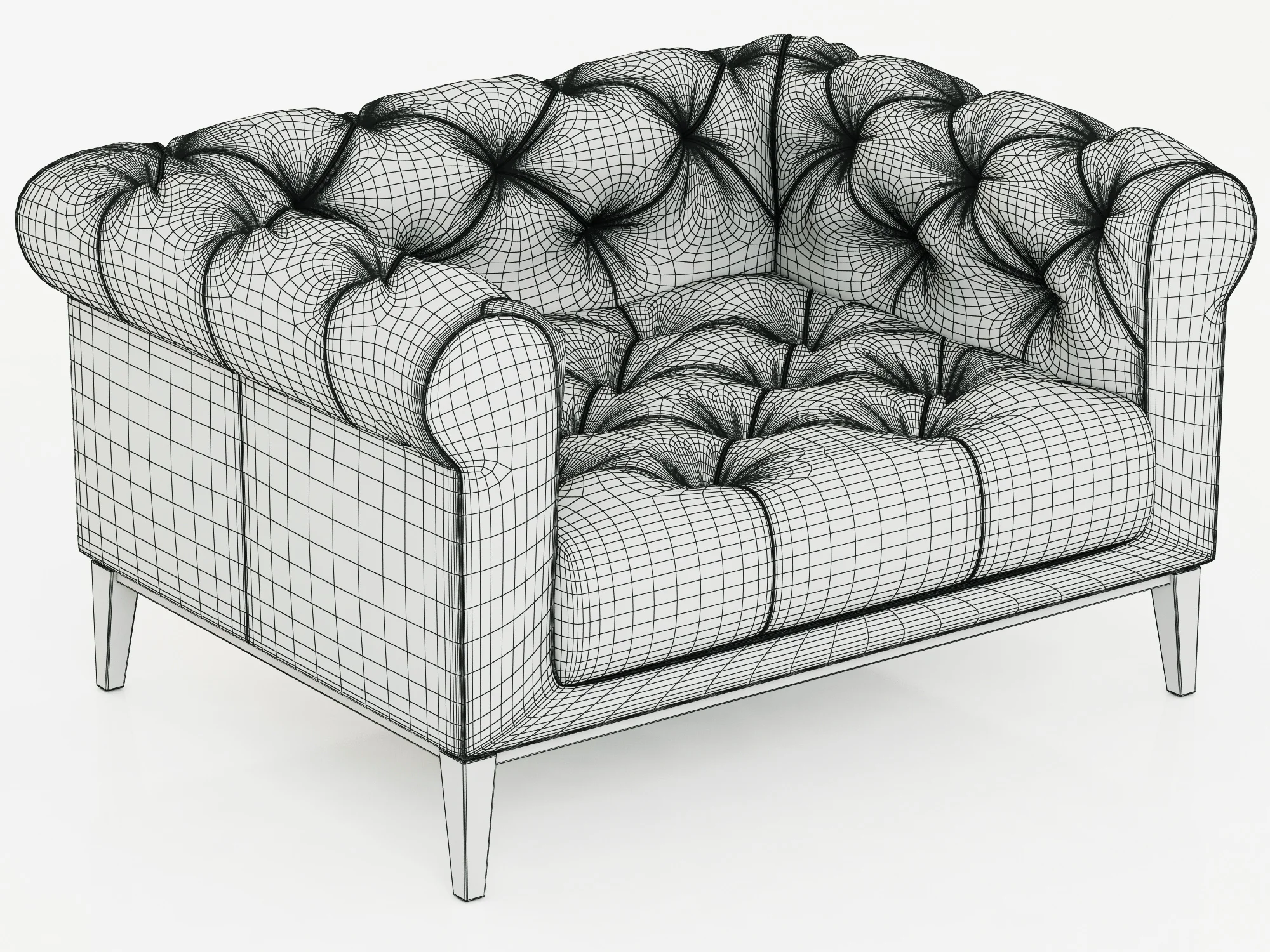 Restoration Hardware Italia Chesterfield Leather Chair — 3D model preview 6