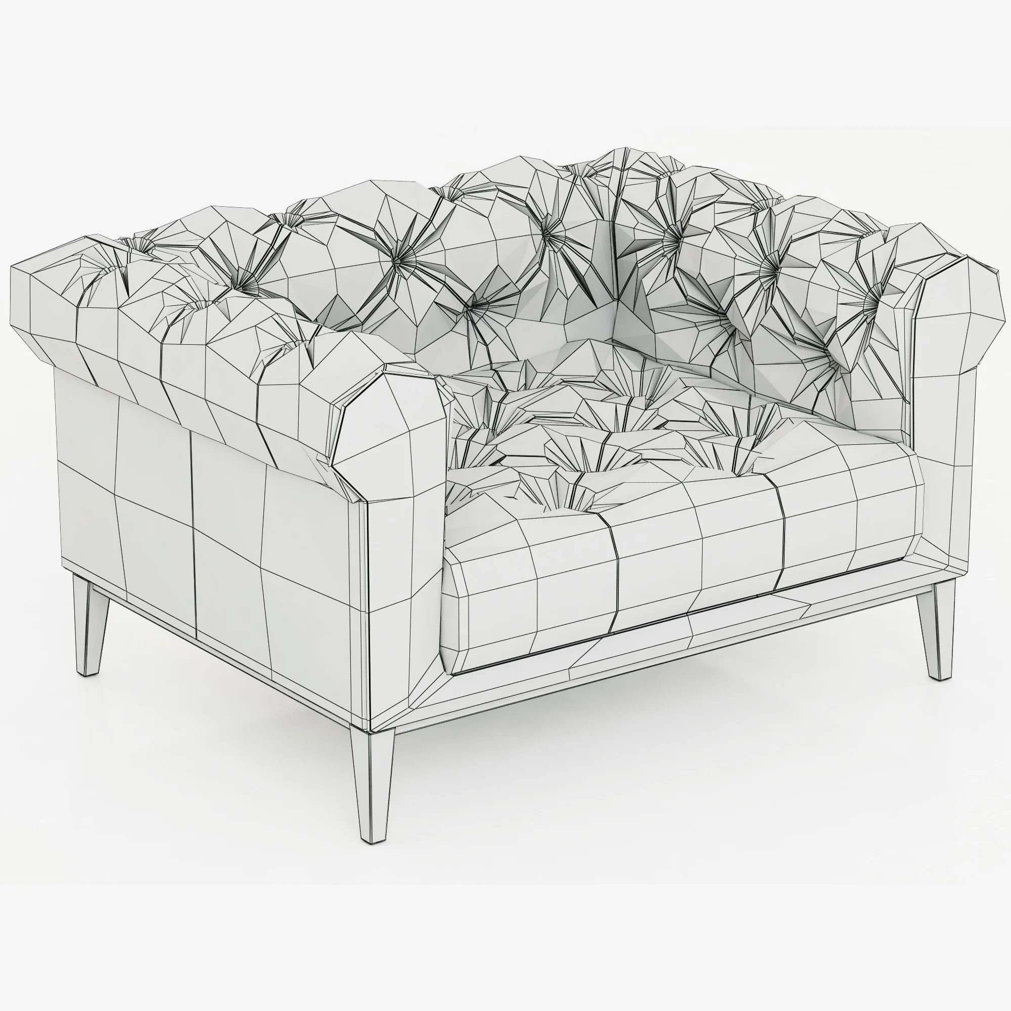 Restoration Hardware Italia Chesterfield Leather Chair — 3D model preview 7