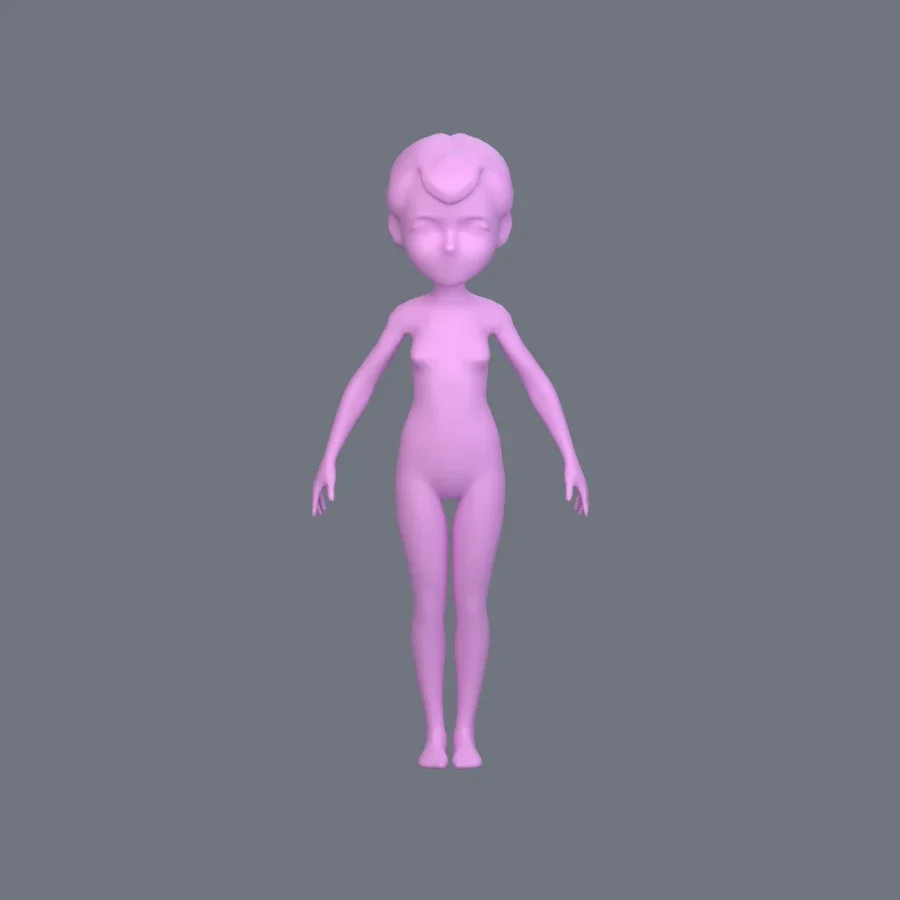 Basemesh Female Child, 3D model preview 1