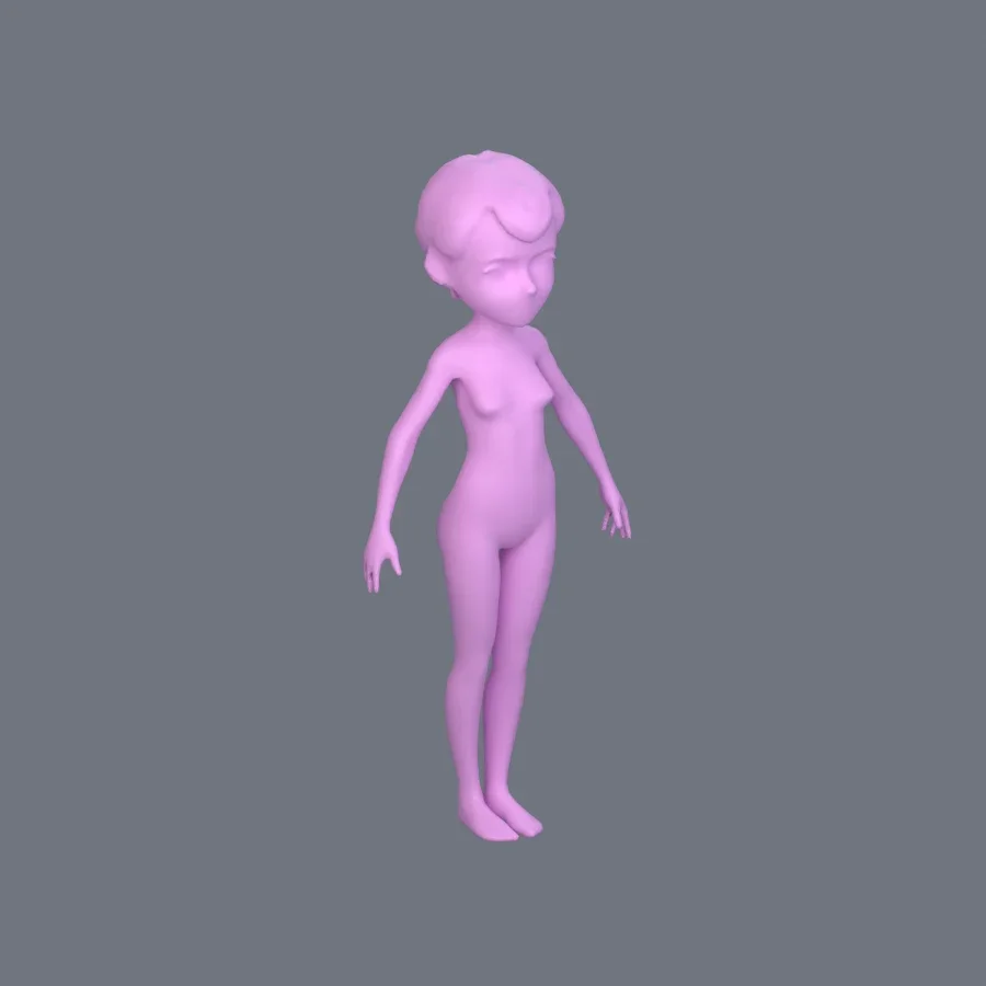 Basemesh Female Child, 3D model preview 2