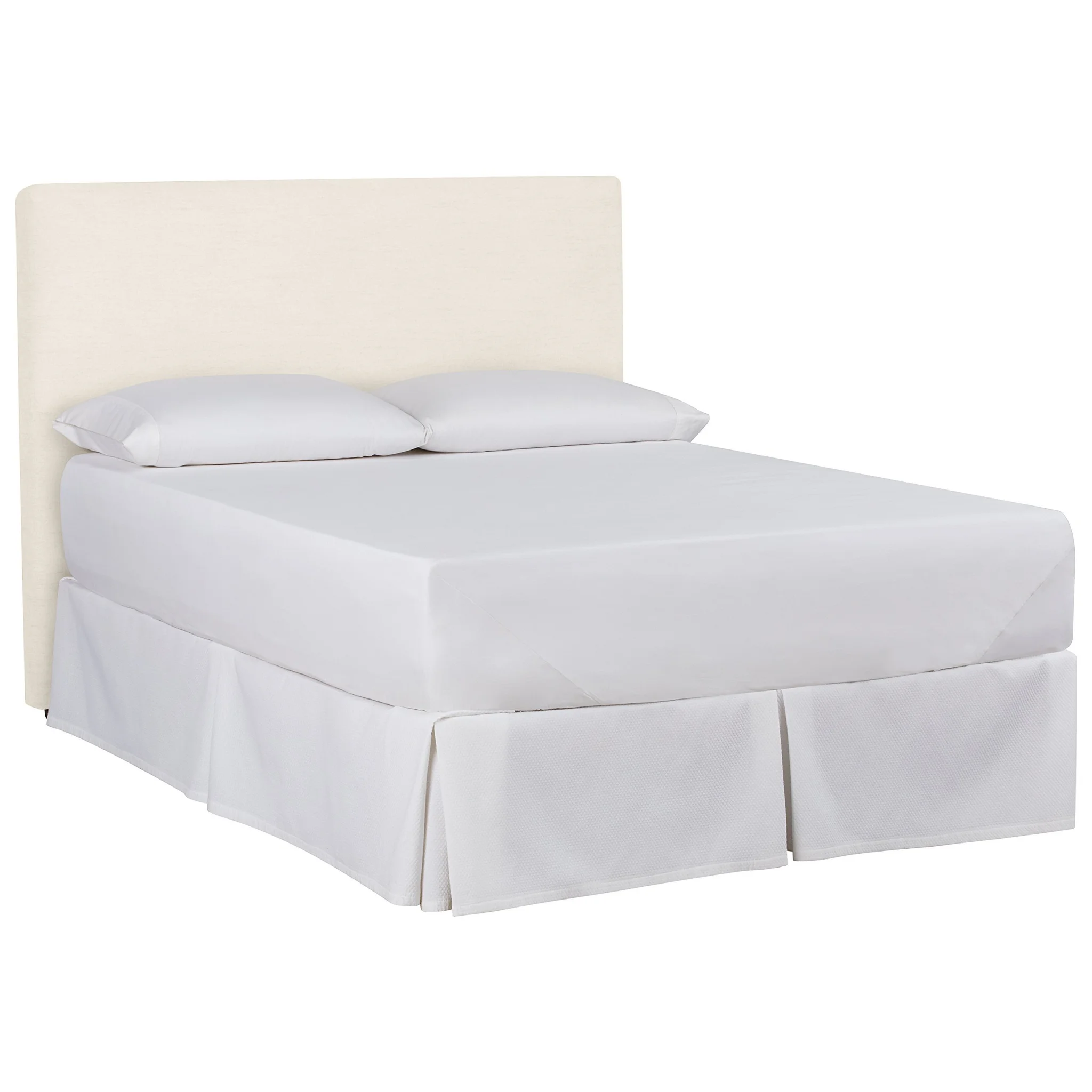 Modern White Upholstered Queen Bed with Skirted Base