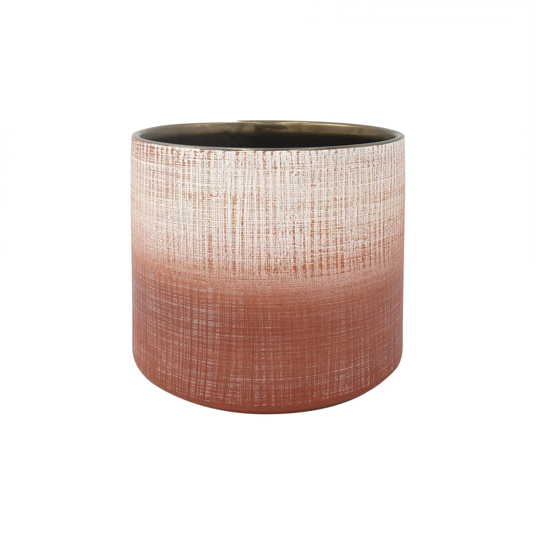 Coral Crosshatch Stoneware Planter Pot