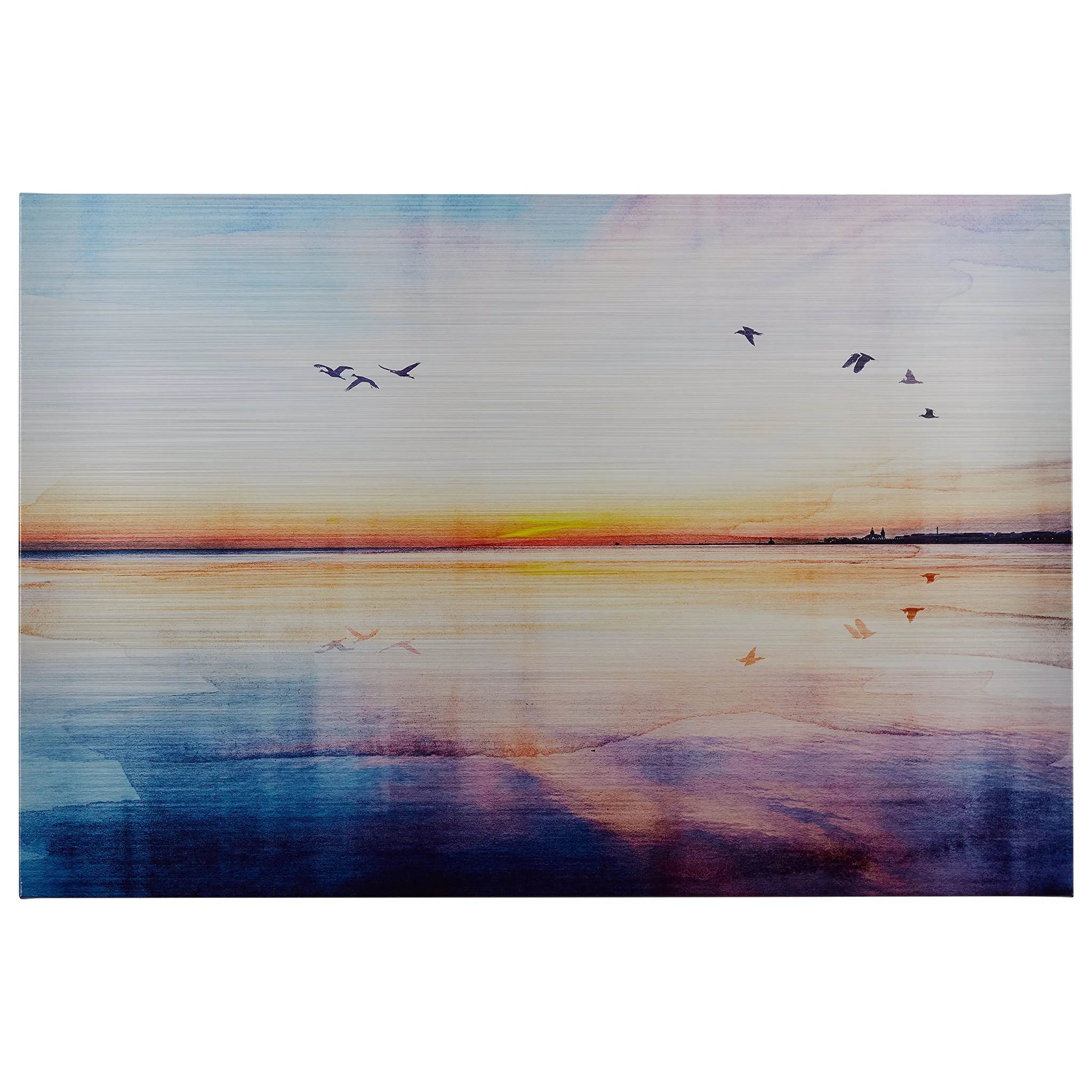 Coastal Sunset Canvas Wall Art with Seagulls