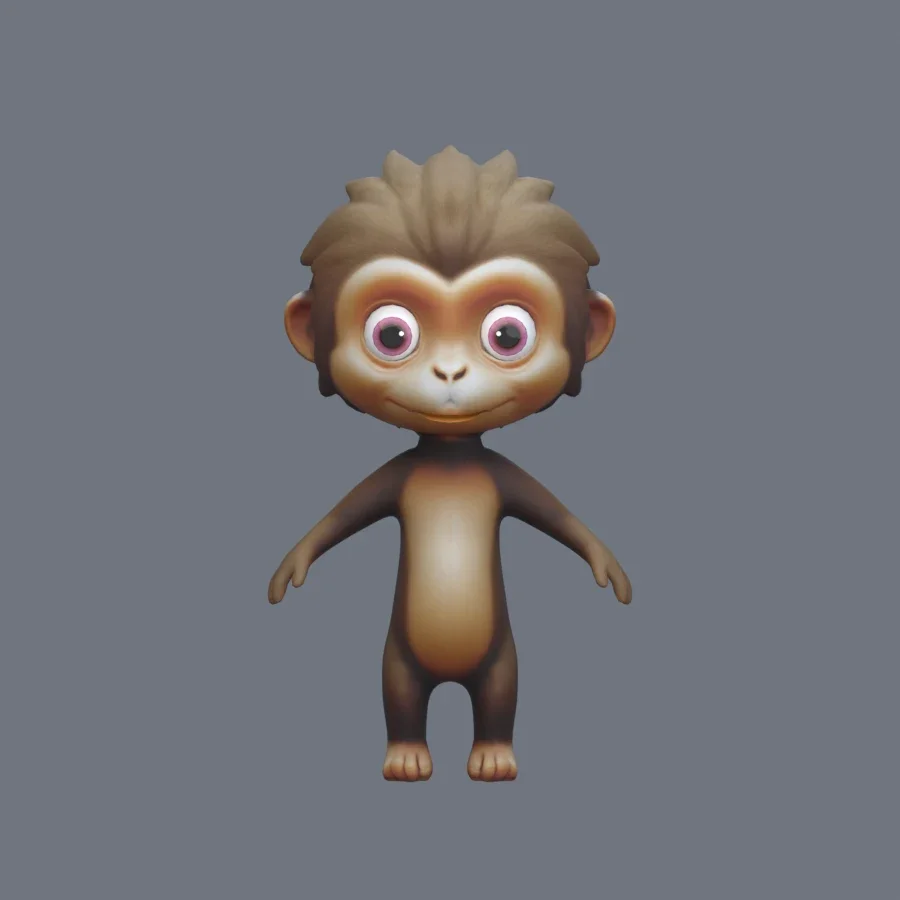 Anthro Monkey Rigged, 3D model preview 1