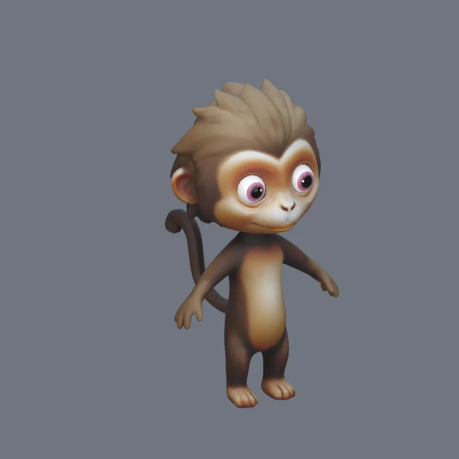 Anthro Monkey Rigged, 3D model preview 2