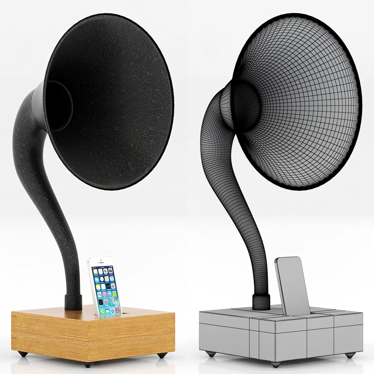 Restoration Hardware IPhone Gramophone Walnut — 3D model preview 4