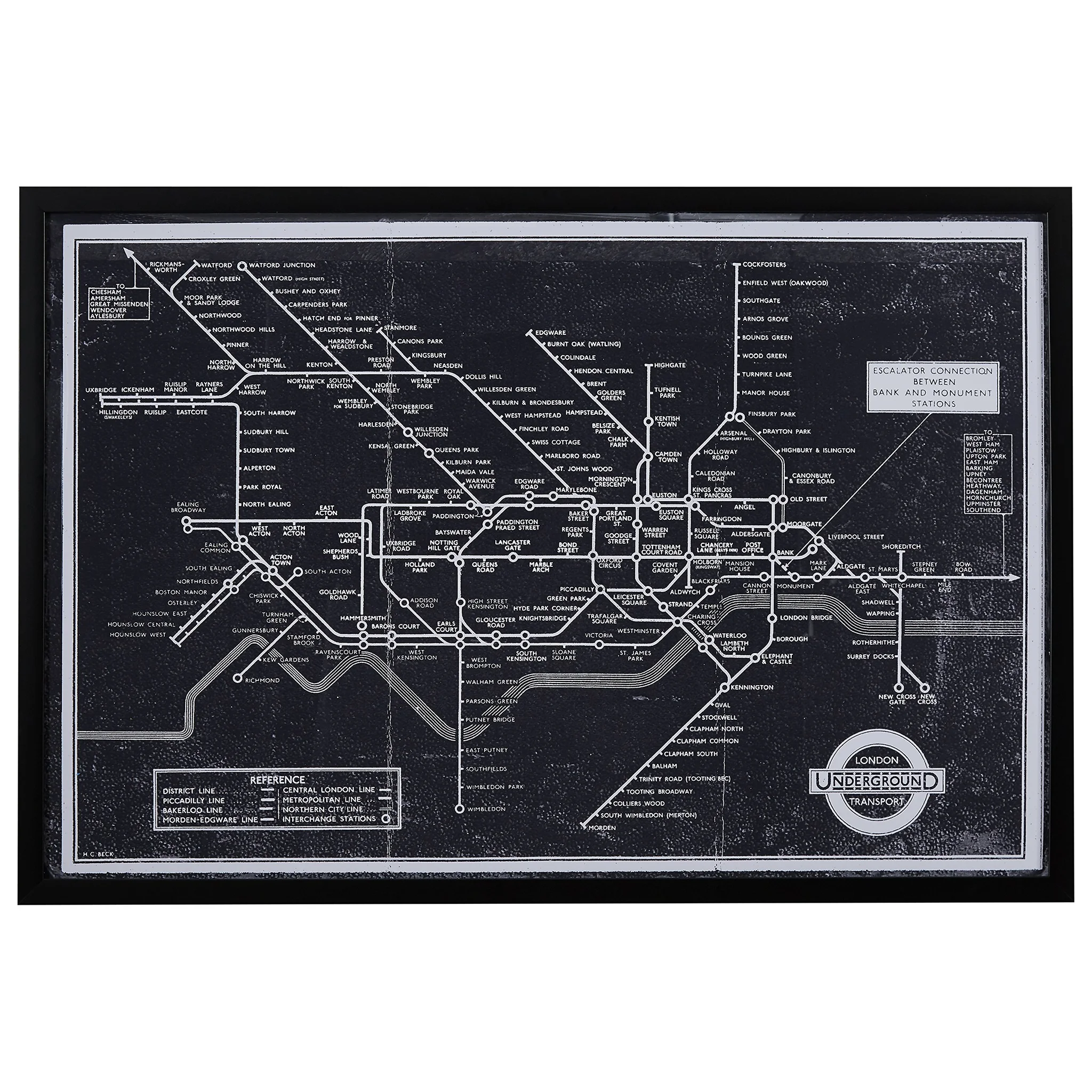 Vintage London Underground Map Framed Wall Art