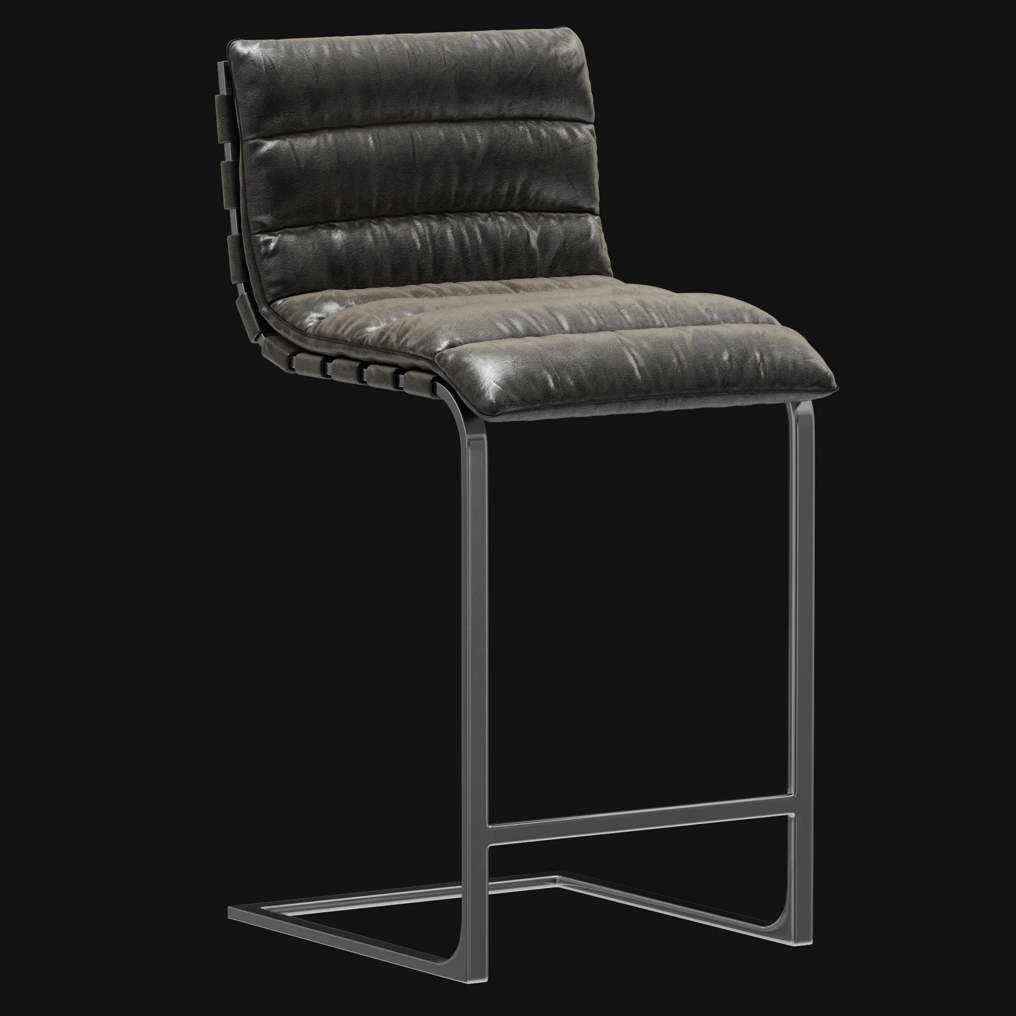Restoration Hardware Oviedo Leather Stool — 3D model preview 1