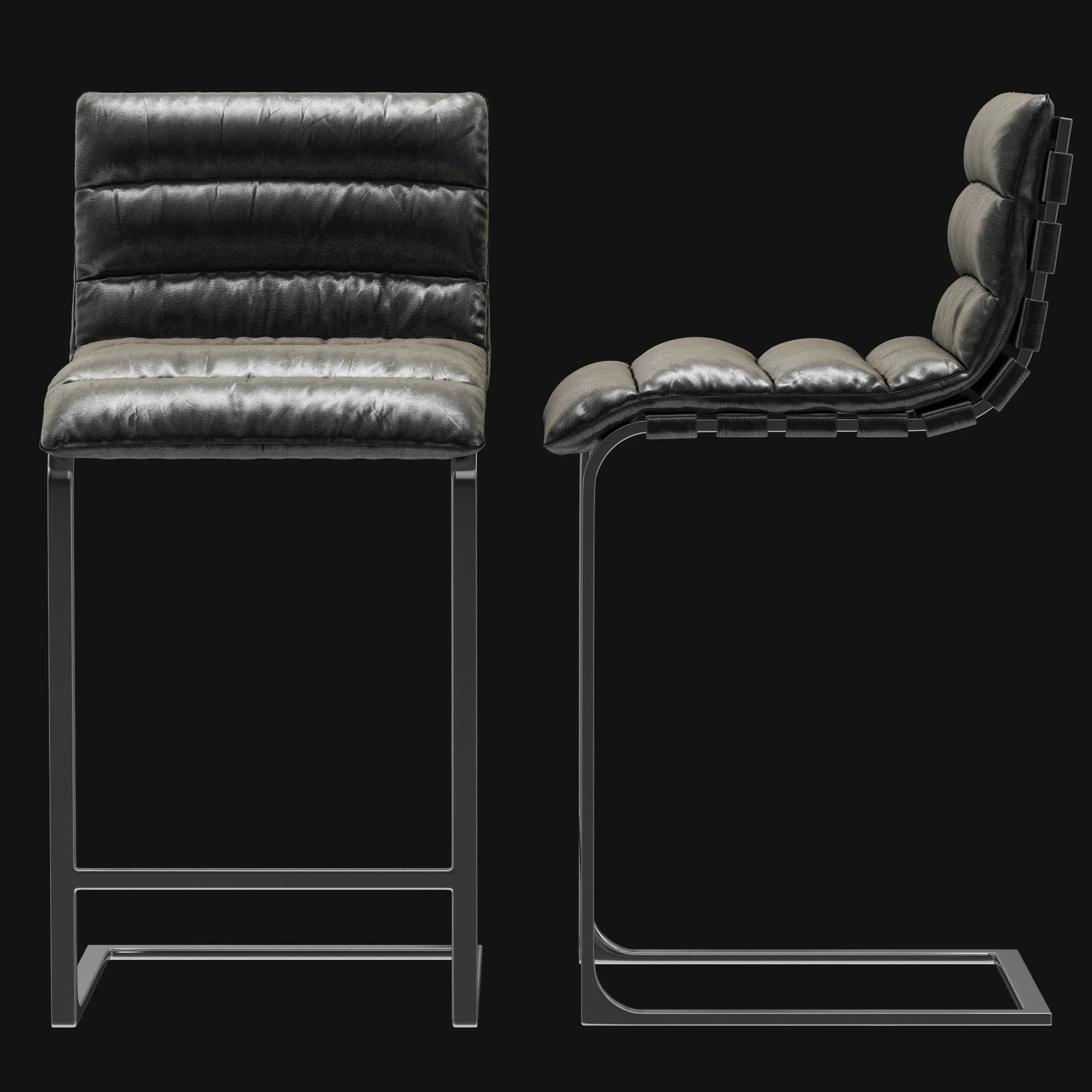 Restoration Hardware Oviedo Leather Stool — 3D model preview 7