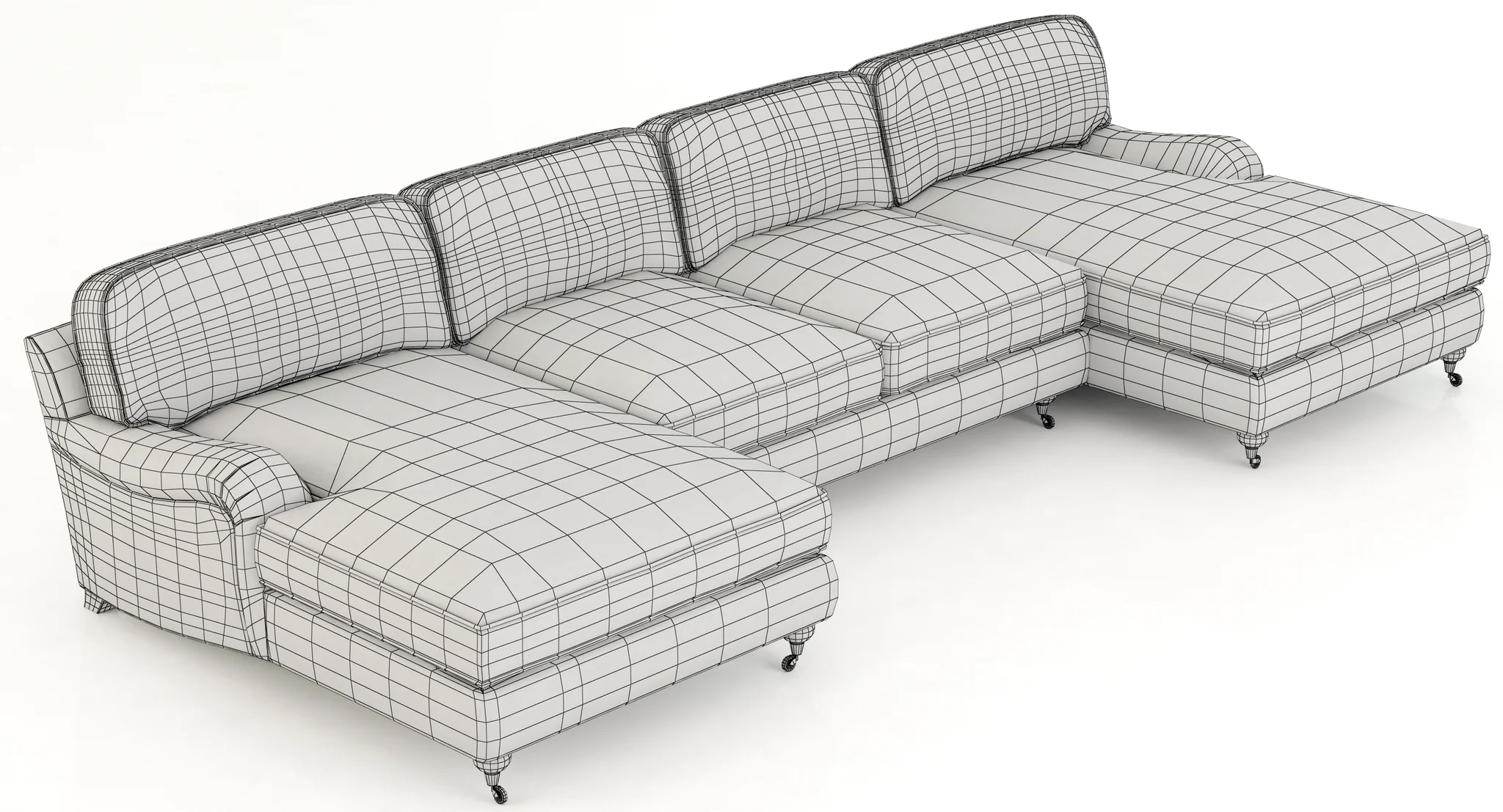 Restoration Hardware English Roll Arm Upholstered U Chaise Sectional — 3D model preview 3