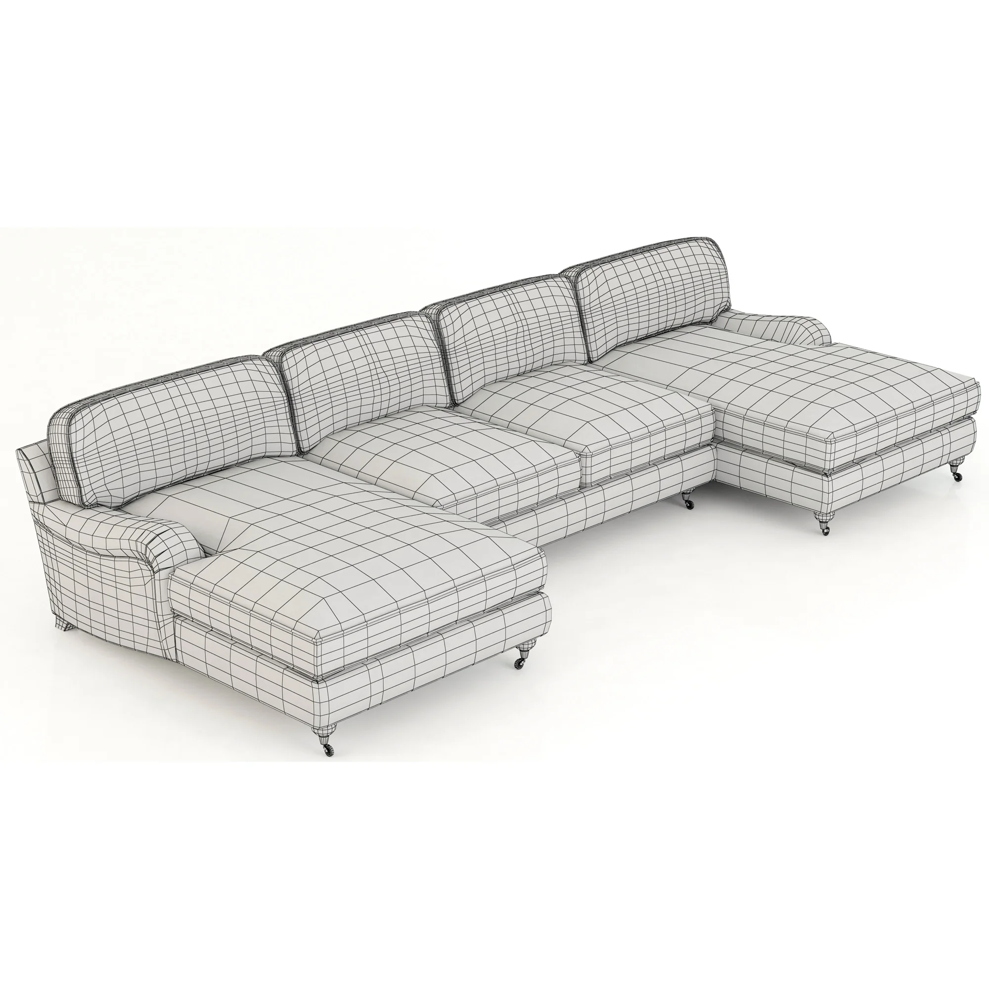 Restoration Hardware English Roll Arm Upholstered U Chaise Sectional — 3D model preview 4