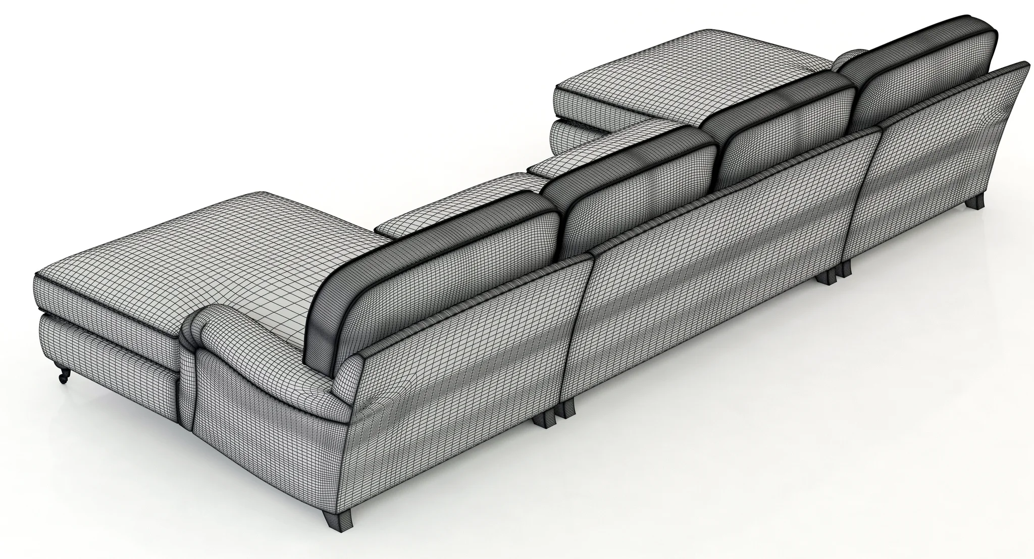 Restoration Hardware English Roll Arm Upholstered U Chaise Sectional — 3D model preview 7