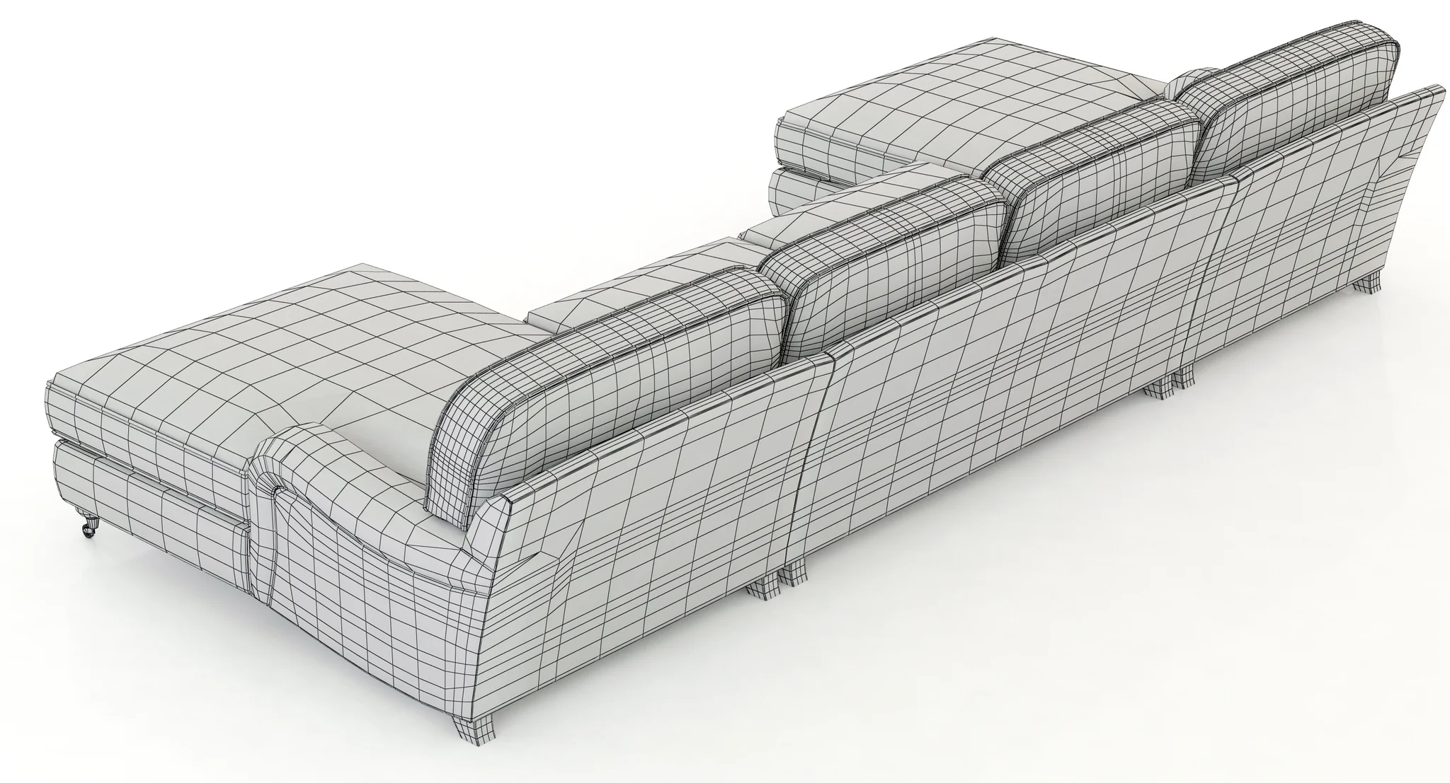 Restoration Hardware English Roll Arm Upholstered U Chaise Sectional — 3D model preview 8