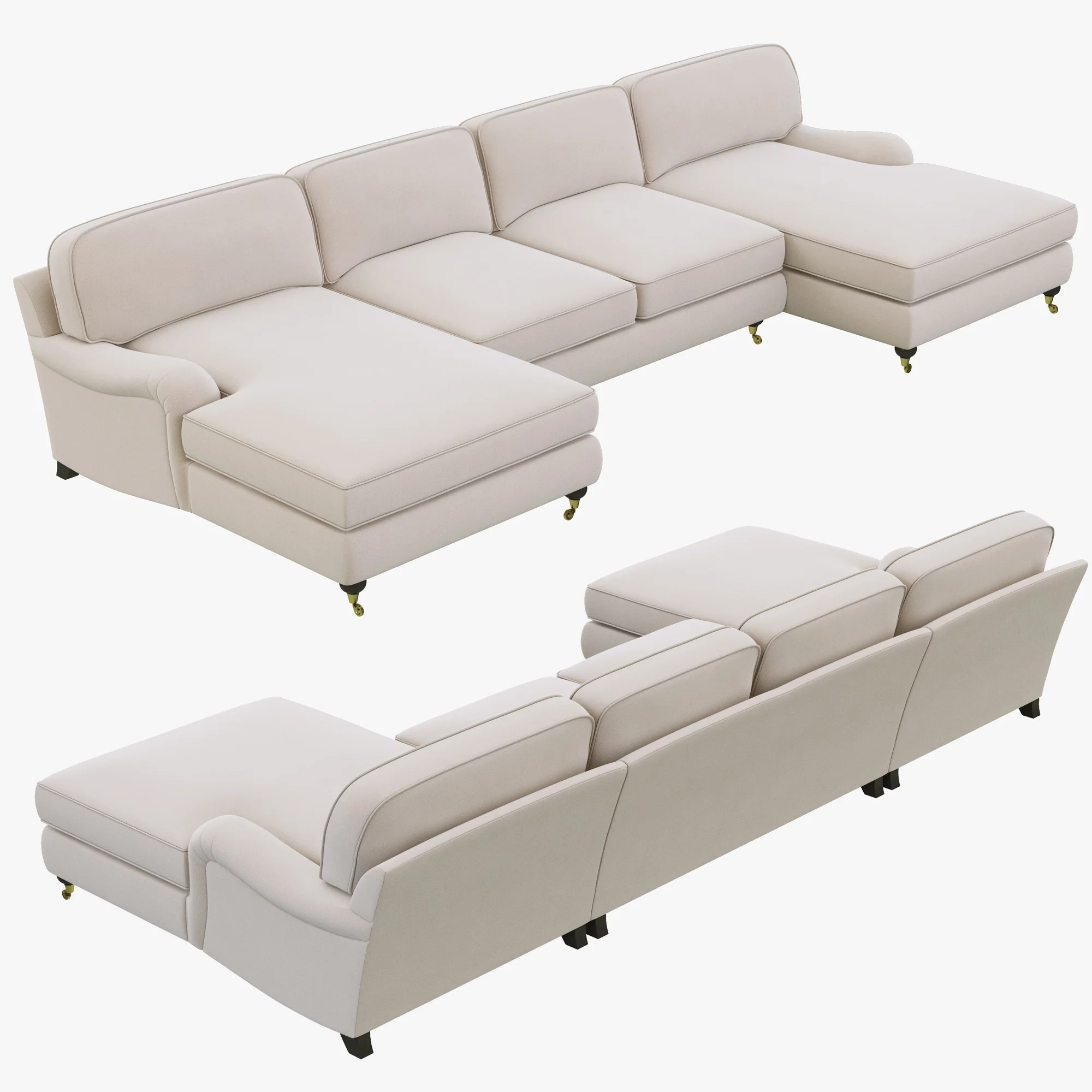 Restoration Hardware English Roll Arm Upholstered U Chaise Sectional — 3D model preview 11