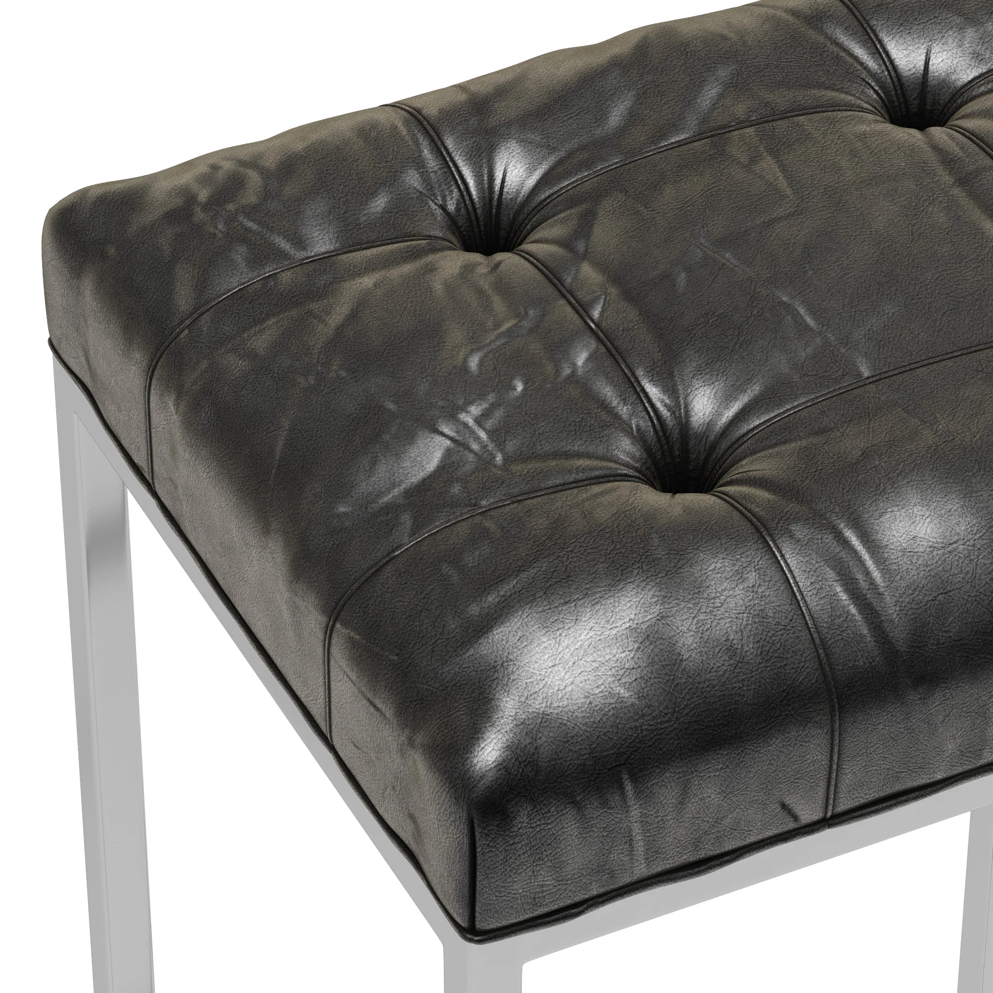 Restoration Hardware Reese Tufted Leather Stool — 3D model preview 3