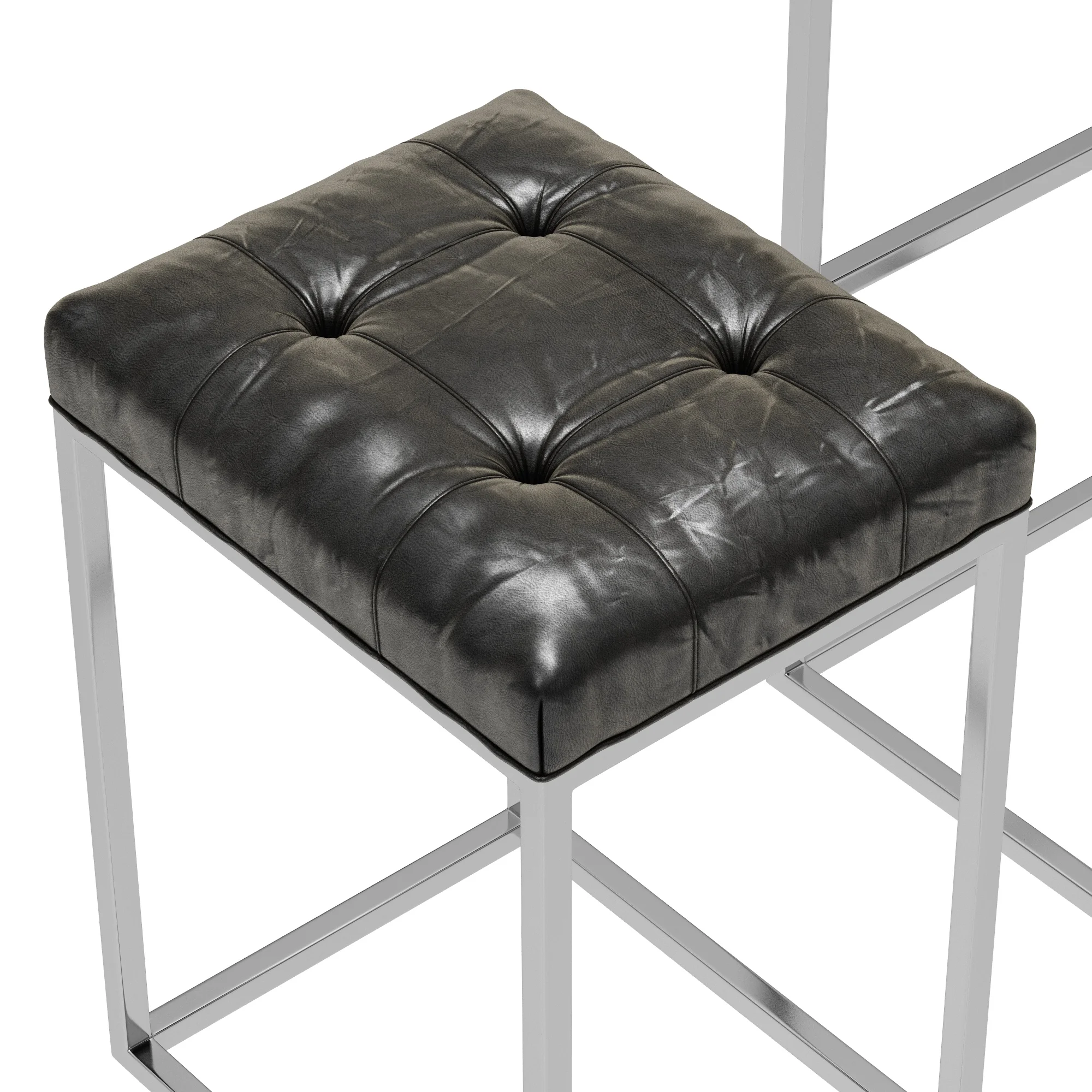 Restoration Hardware Reese Tufted Leather Stool — 3D model preview 4