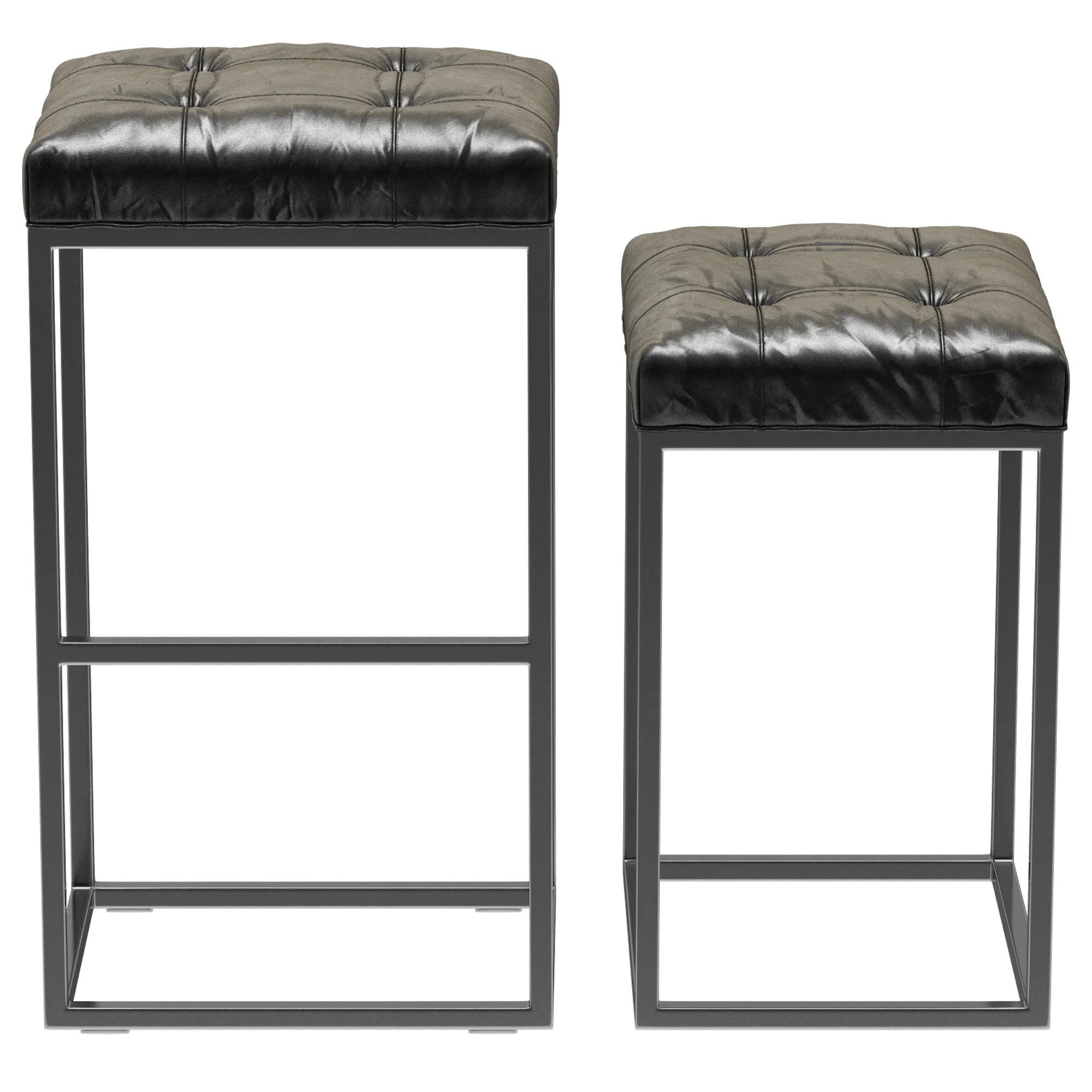 Restoration Hardware Reese Tufted Leather Stool — 3D model preview 6