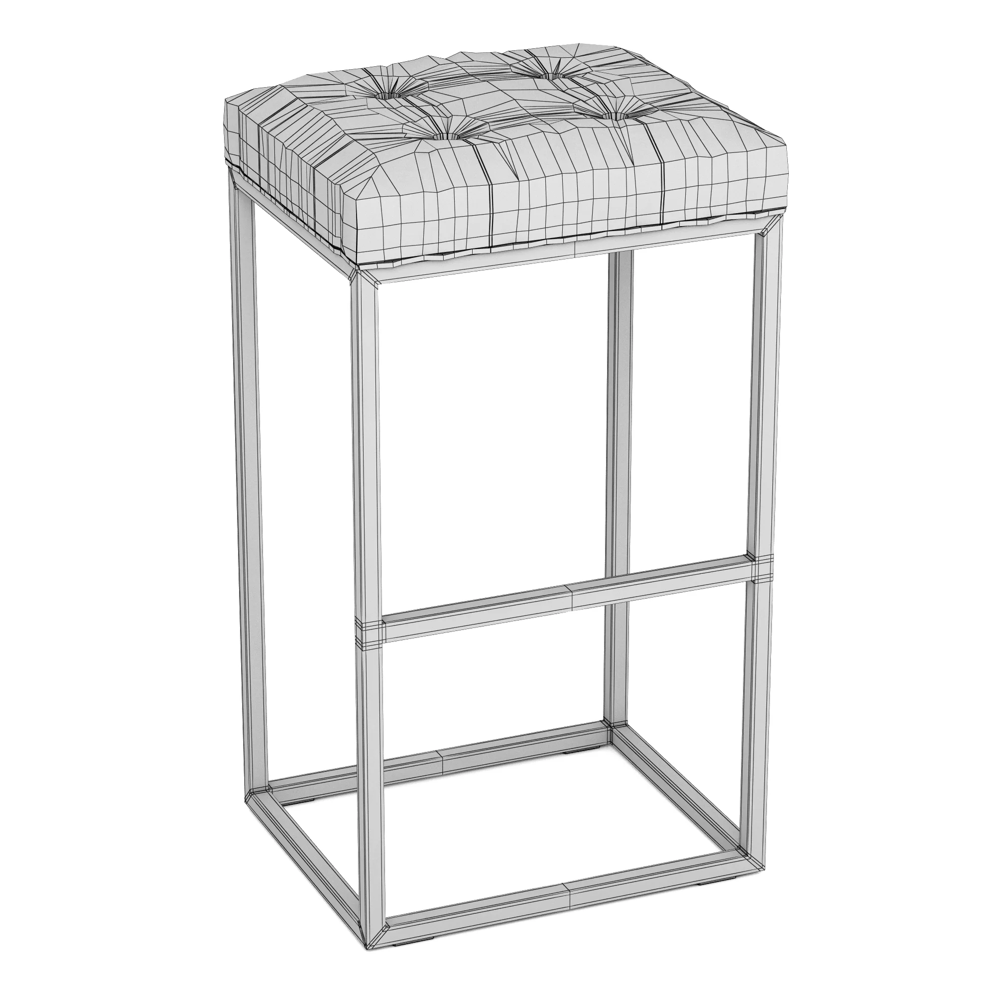 Restoration Hardware Reese Tufted Leather Stool — 3D model preview 8