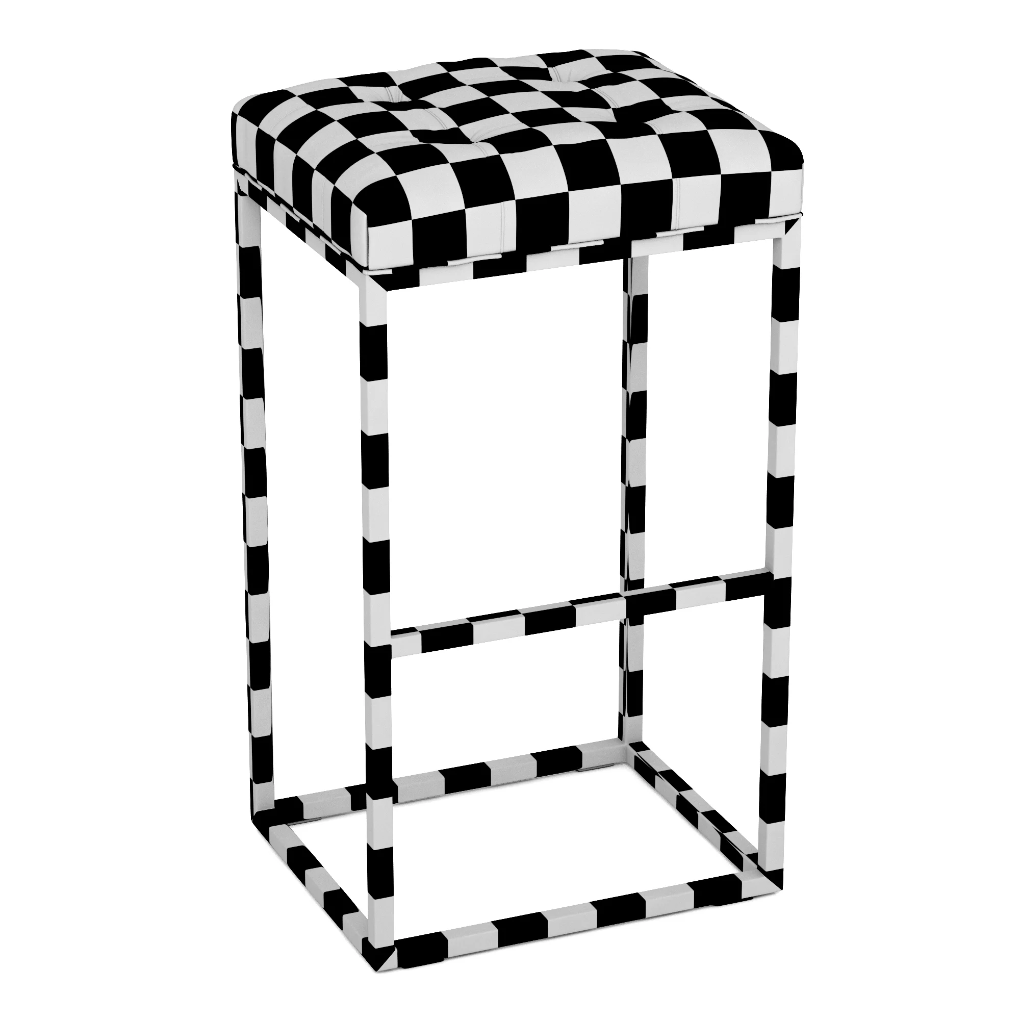 Restoration Hardware Reese Tufted Leather Stool — 3D model preview 10