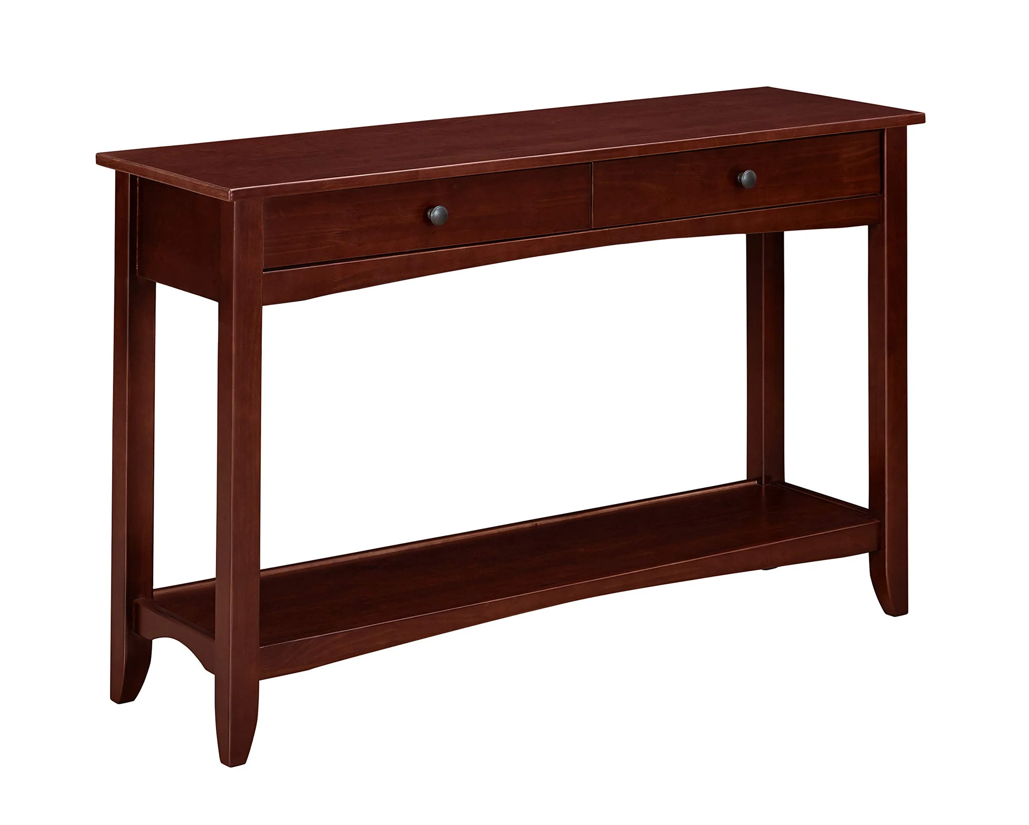 Dark Espresso Wood Console Table with Drawers and Lower Shelf