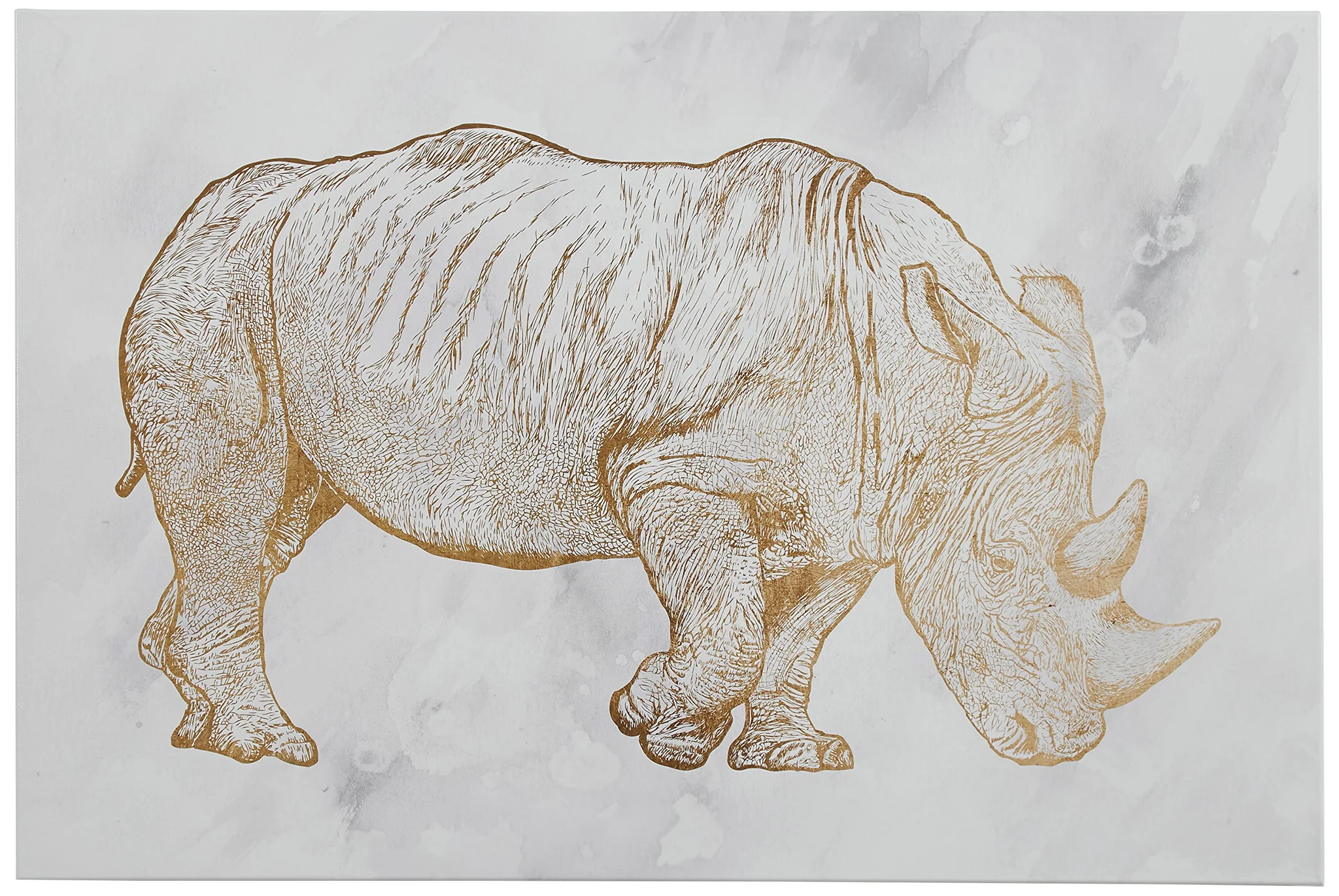 Gold Rhinoceros Canvas Wall Art Print
