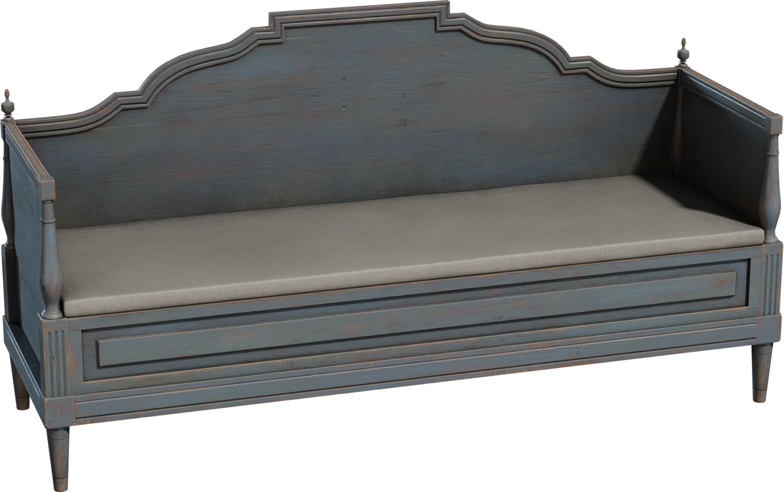 Antique Gustavian Wooden Daybed Sofa with Linen Cushion