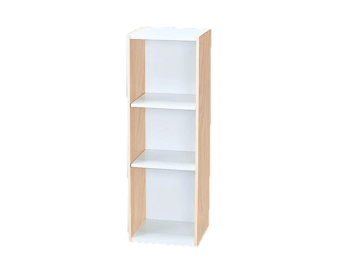 Modular Space-Saving Bookshelf with Three Open Compartments