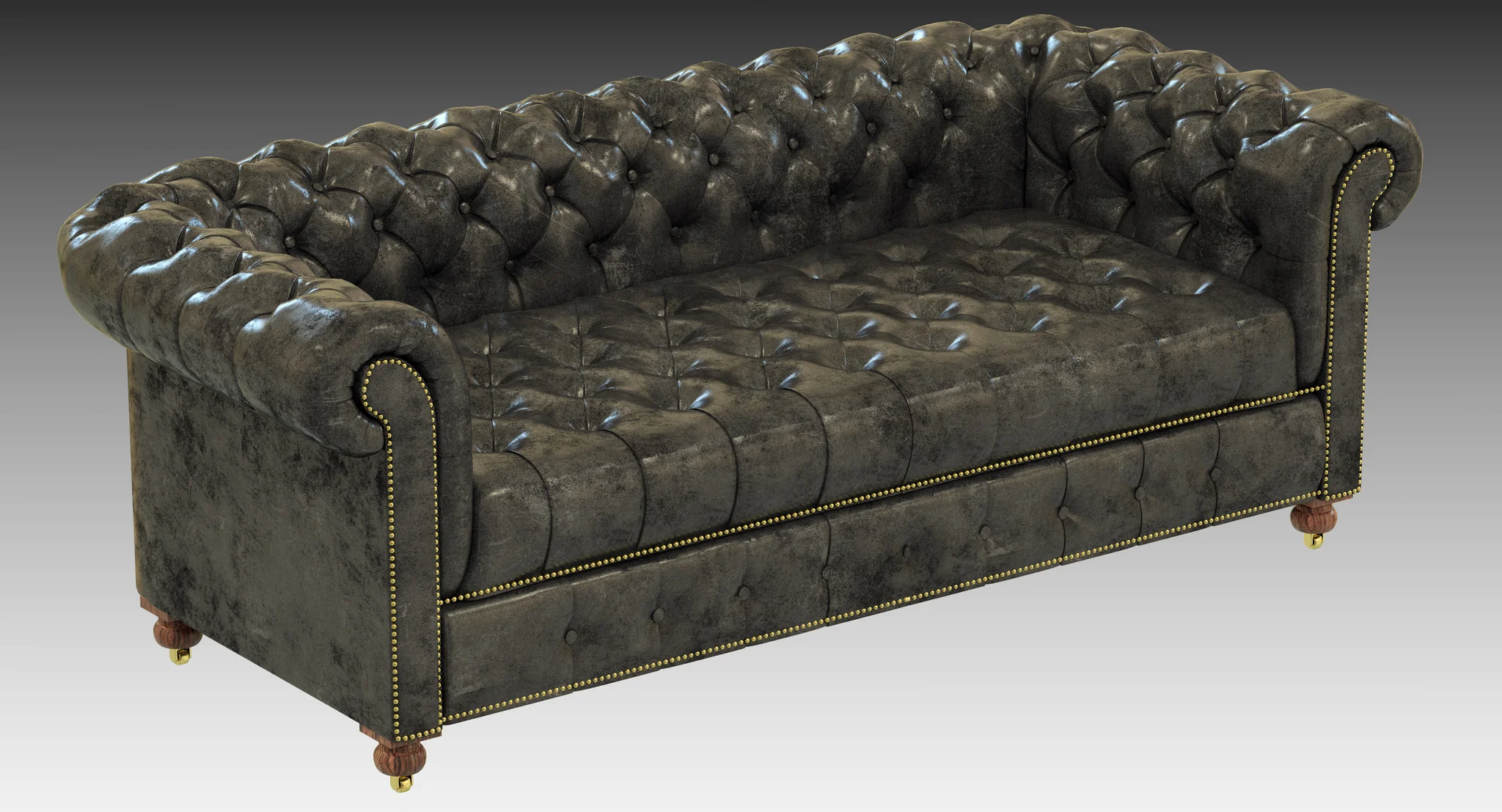 Restoration Hardware Cambridge Leather Sofa — 3D model preview 3