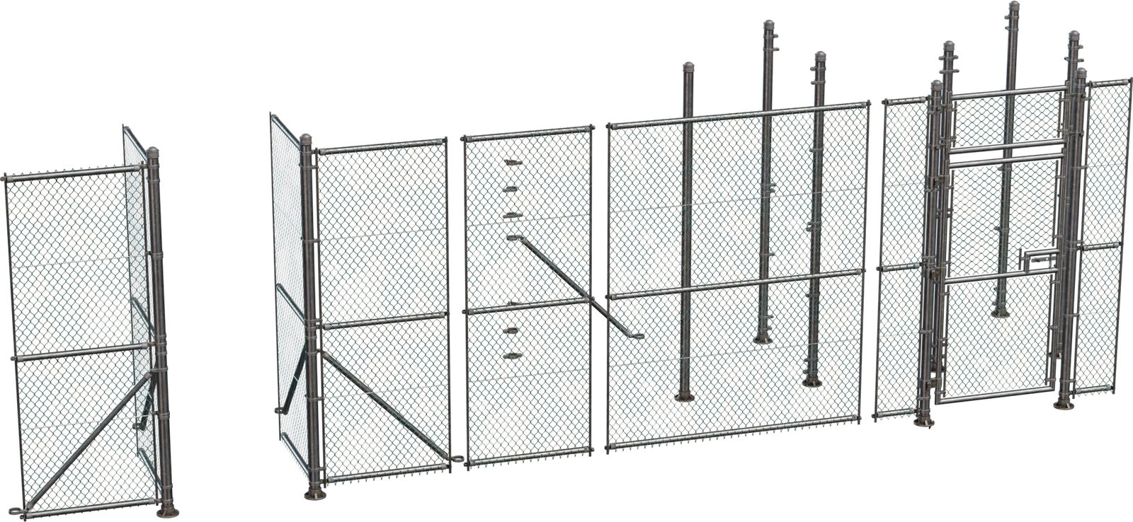 Modular Chain-Link Fence System with Gates