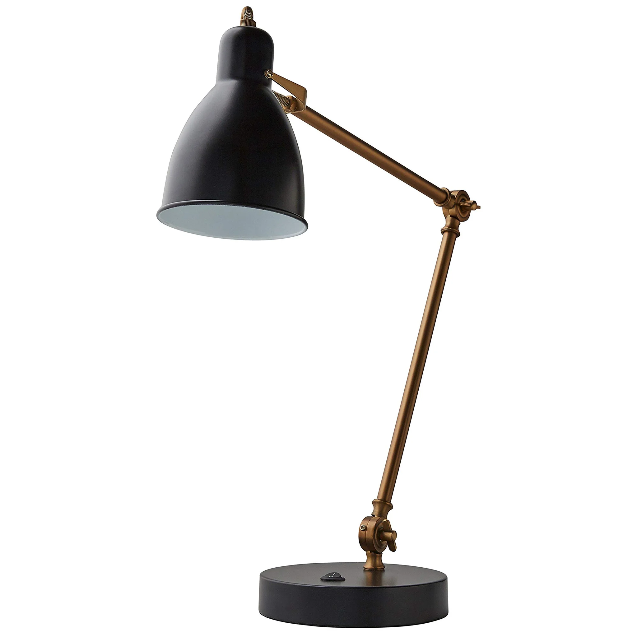 Industrial Adjustable Brass & Black Desk Task Lamp