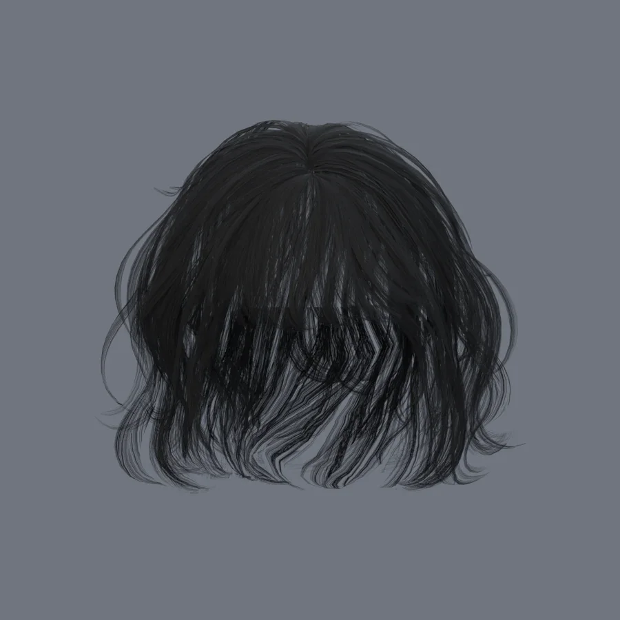 Korean Girl Hair 01, 3D model preview 1