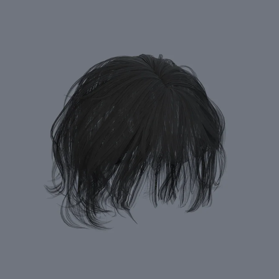 Korean Girl Hair 01, 3D model preview 2