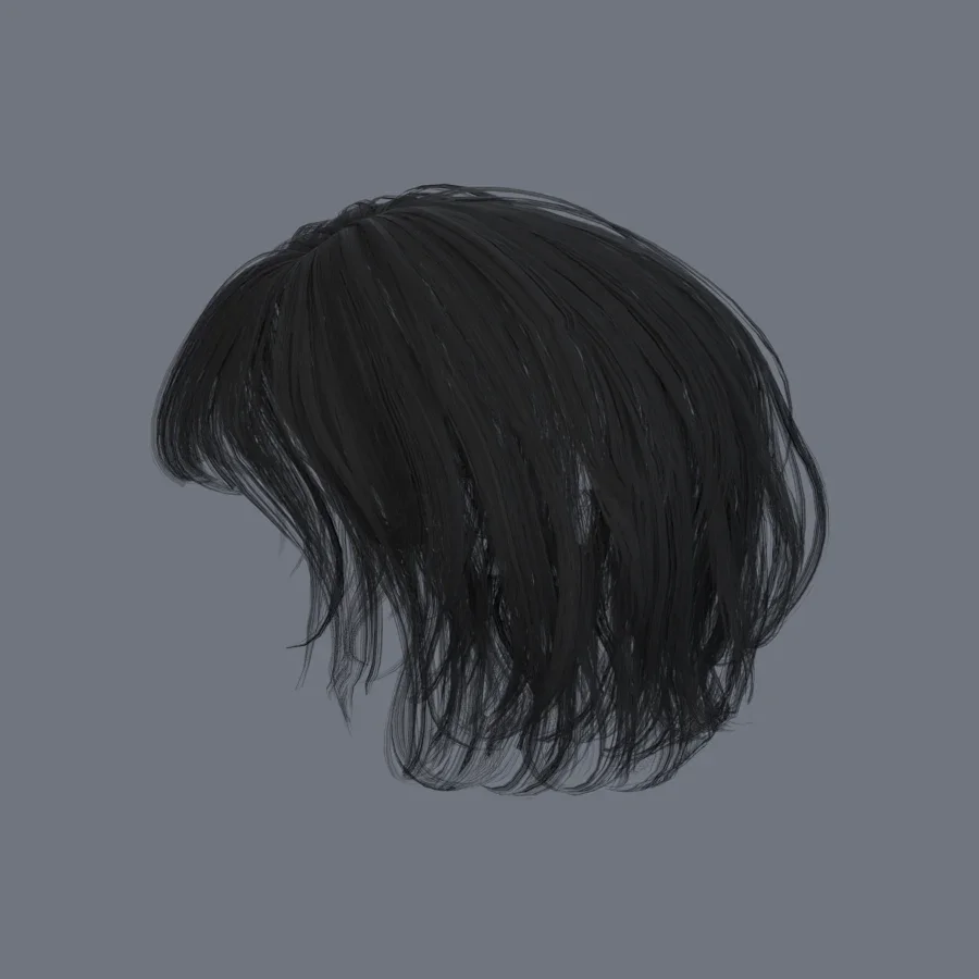 Korean Girl Hair 01, 3D model preview 3