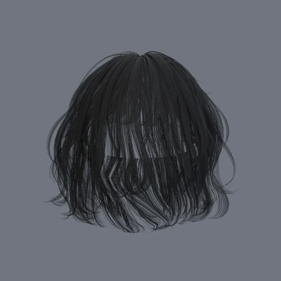 Korean Girl Hair 01, 3D model preview 4