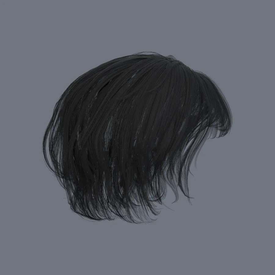 Korean Girl Hair 01, 3D model preview 5