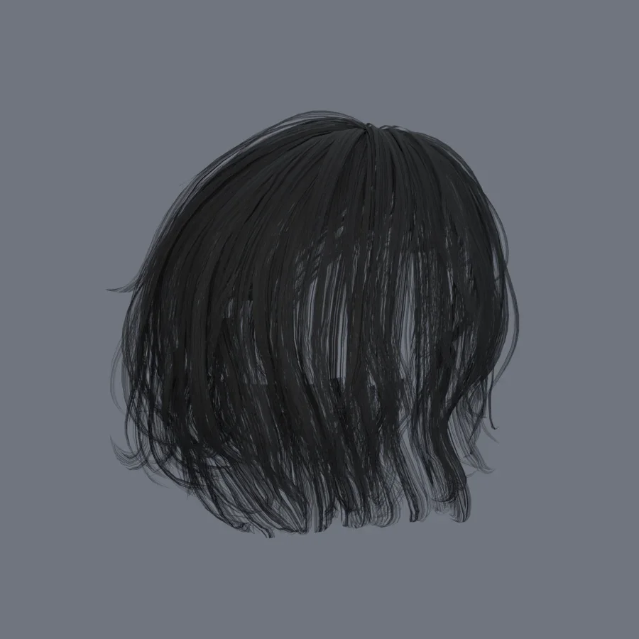 Korean Girl Hair 01, 3D model preview 7