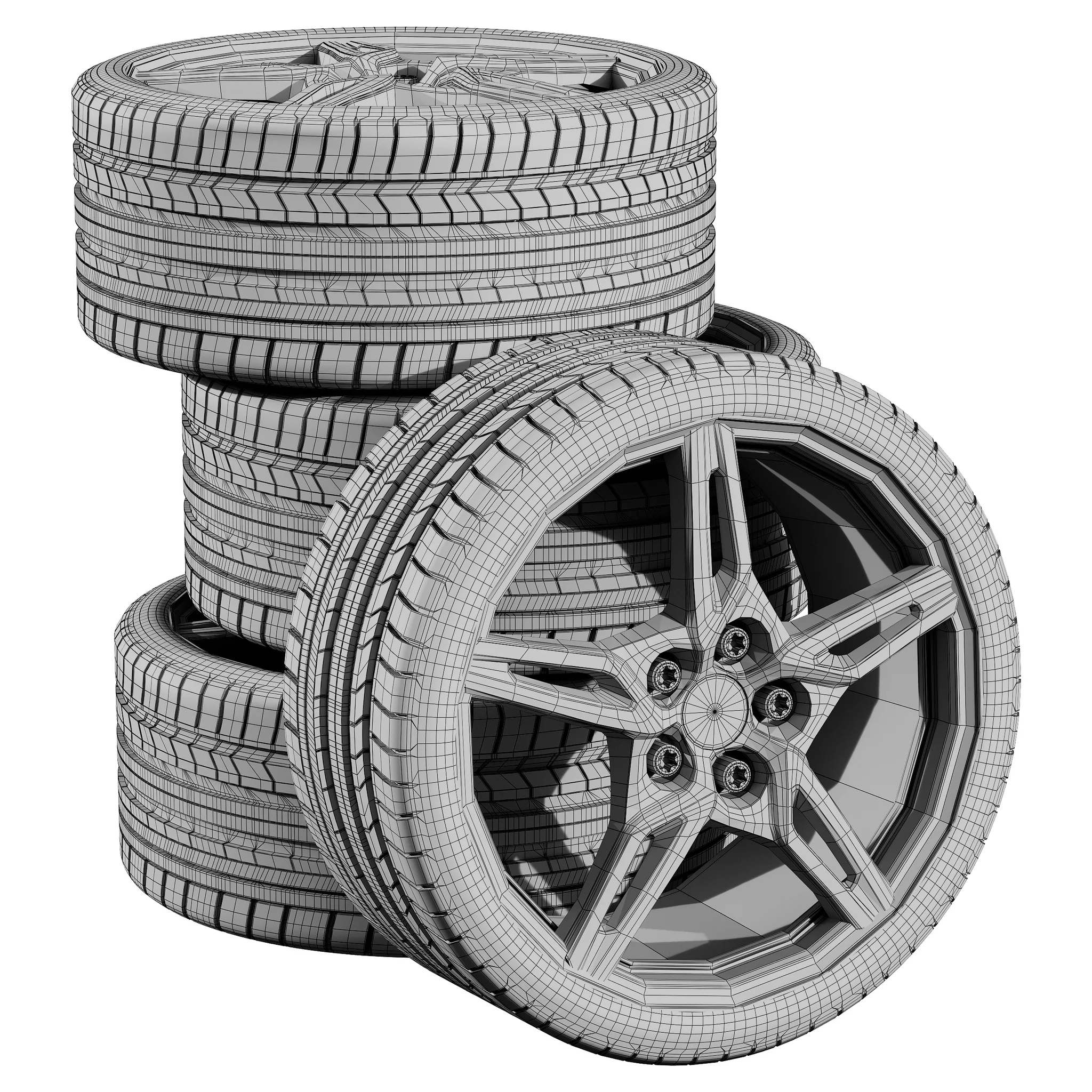 Chevrolet Corvette C8 2020 Tires, 3D model preview 4