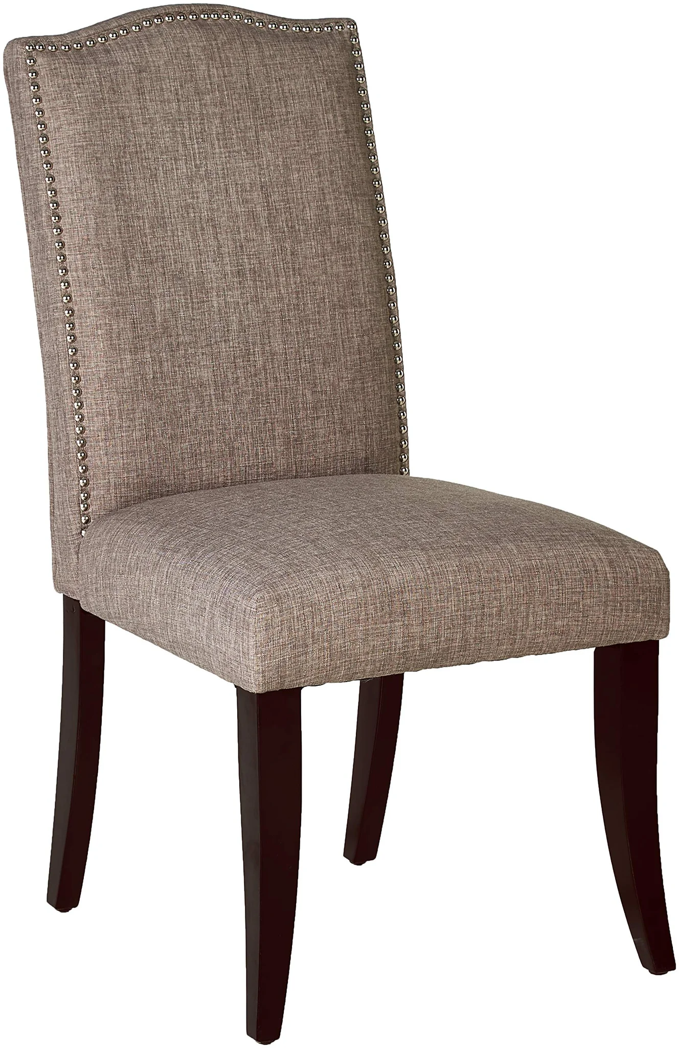 Upholstered Dining Chair with Nailhead Trim and Dark Wood Legs